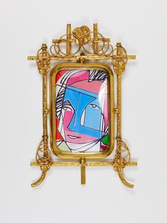 Floral Art Nouveau Gilt Brass Picture Frame, Vienna, circa 1900