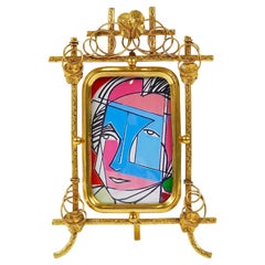 Marco floral Art Nouveau de latón dorado, Viena, hacia 1900