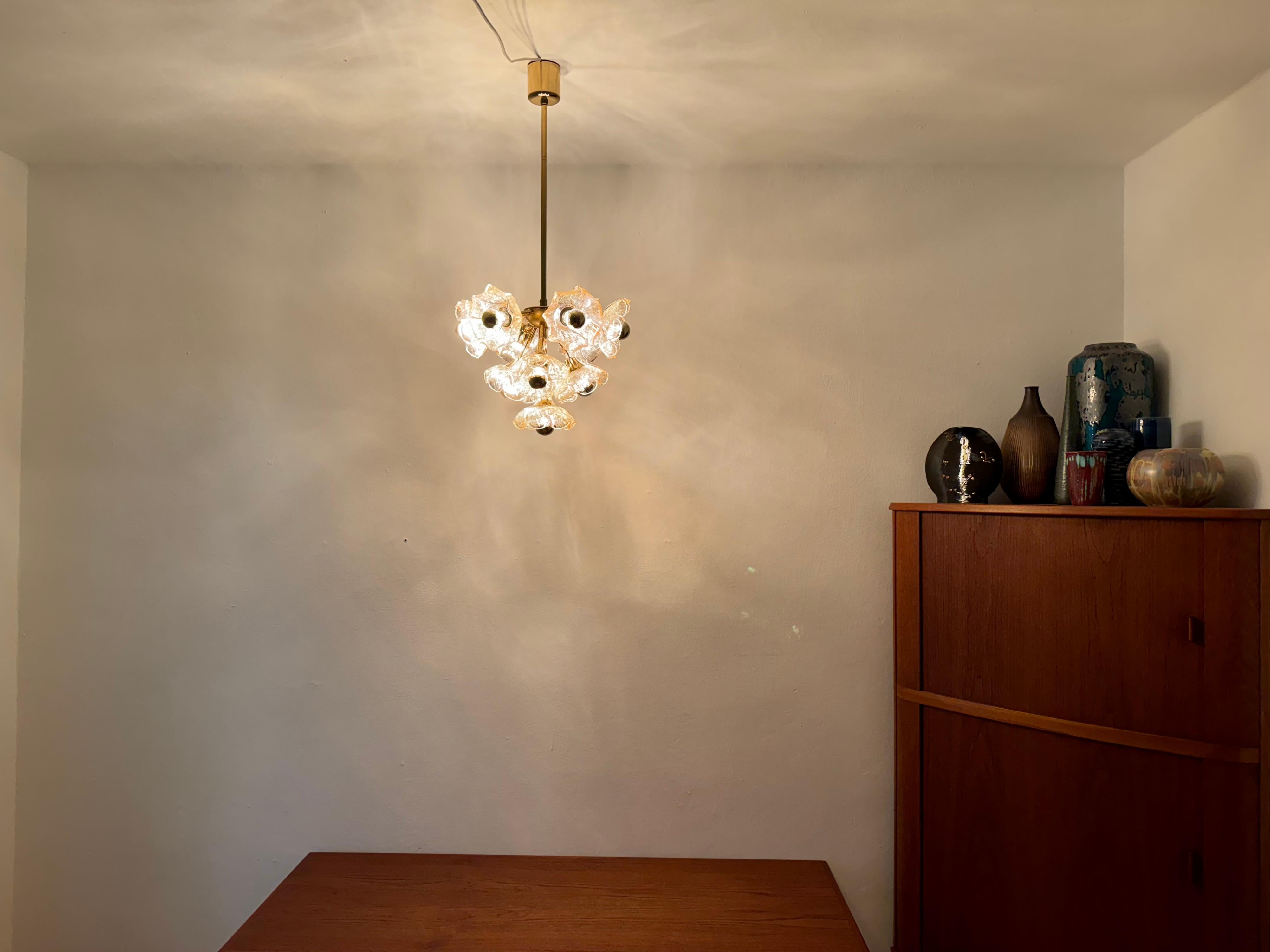 Lampadario in vetro floreale in vendita 3