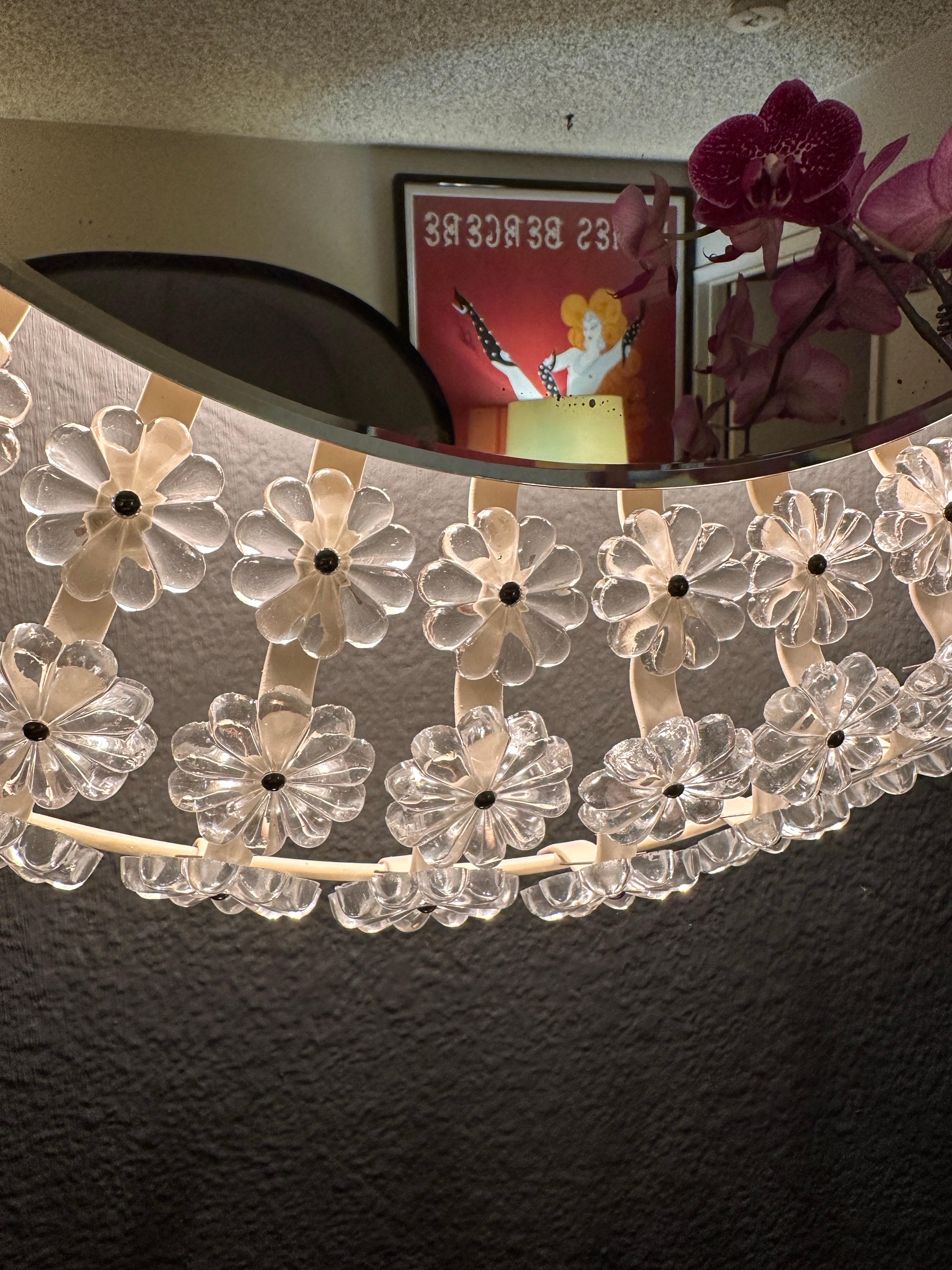 Miroir lumineux en verre floral en vente 2