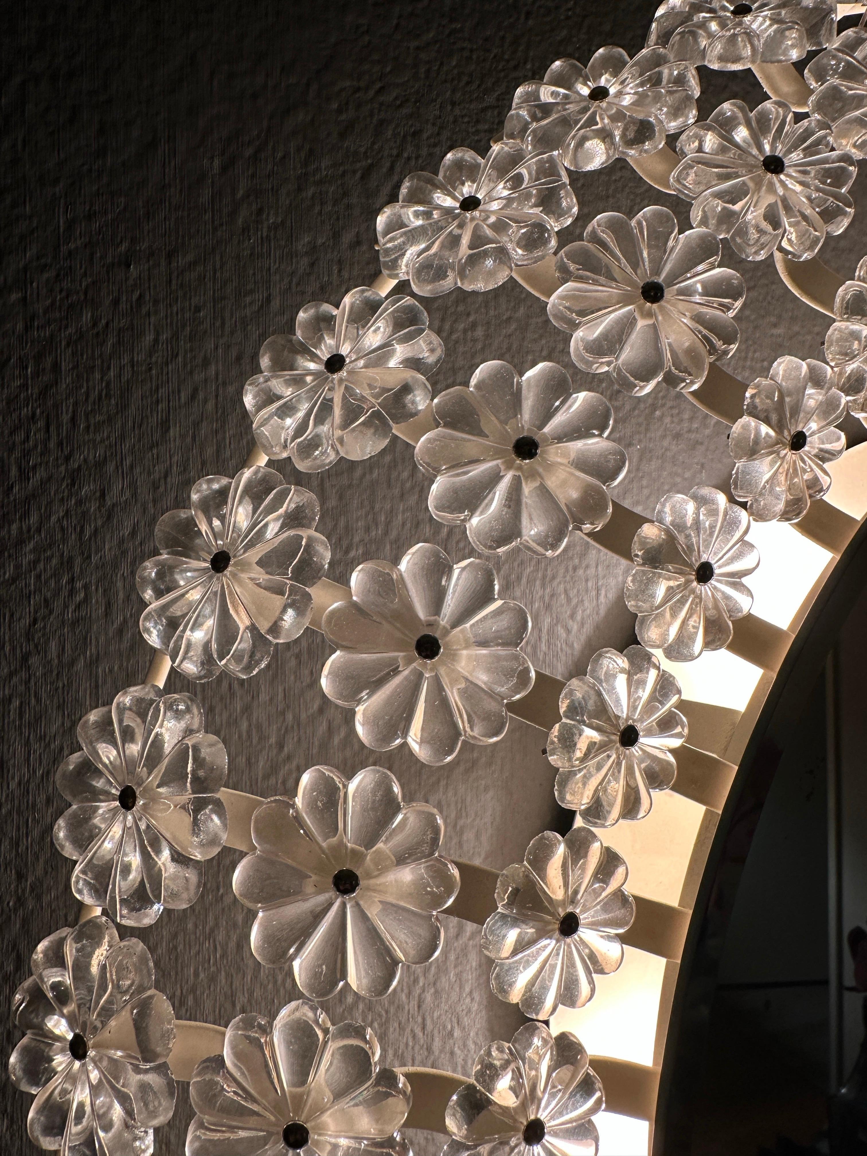 Miroir lumineux en verre floral en vente 6