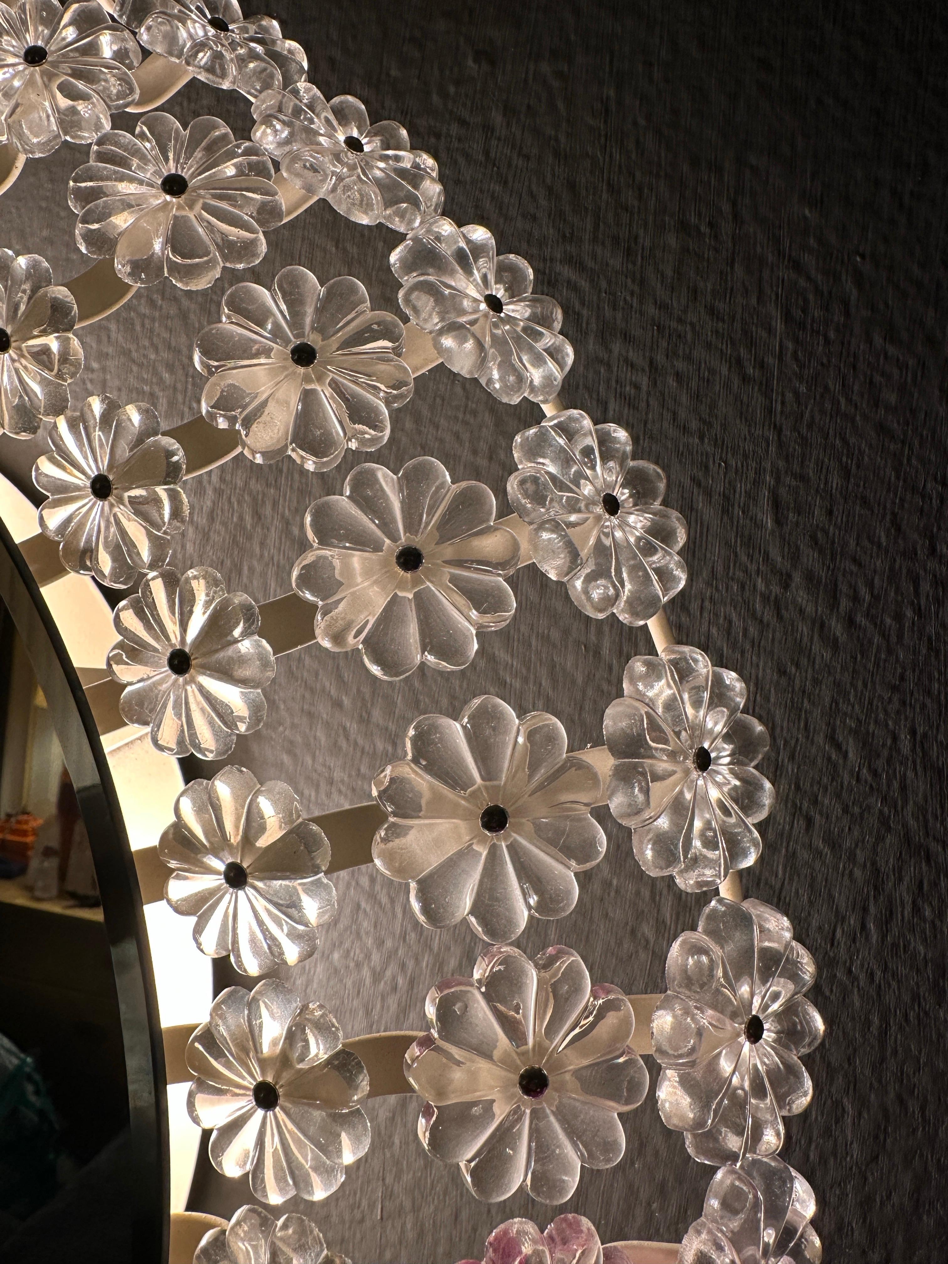 Miroir lumineux en verre floral en vente 8