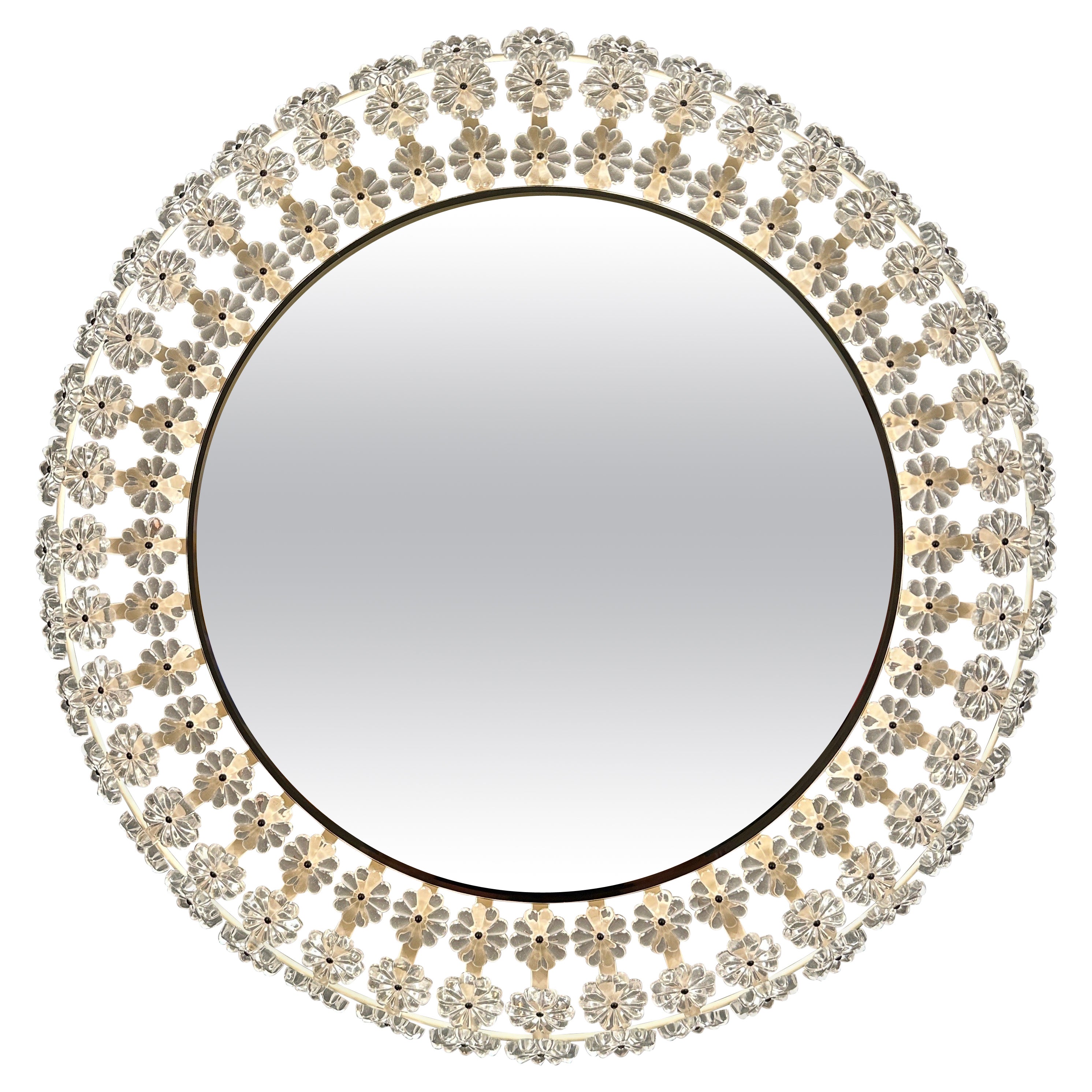Floral Glass Illuminated Mirror