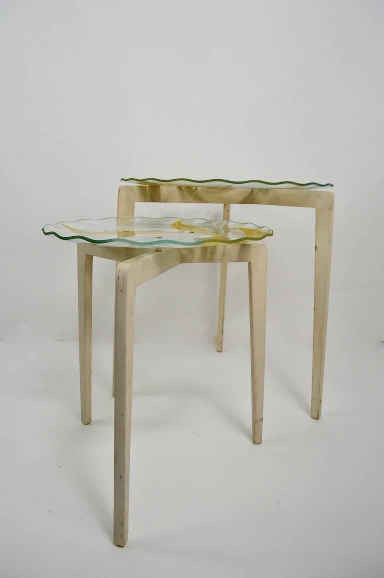 20th Century Floral Glass Top Tables