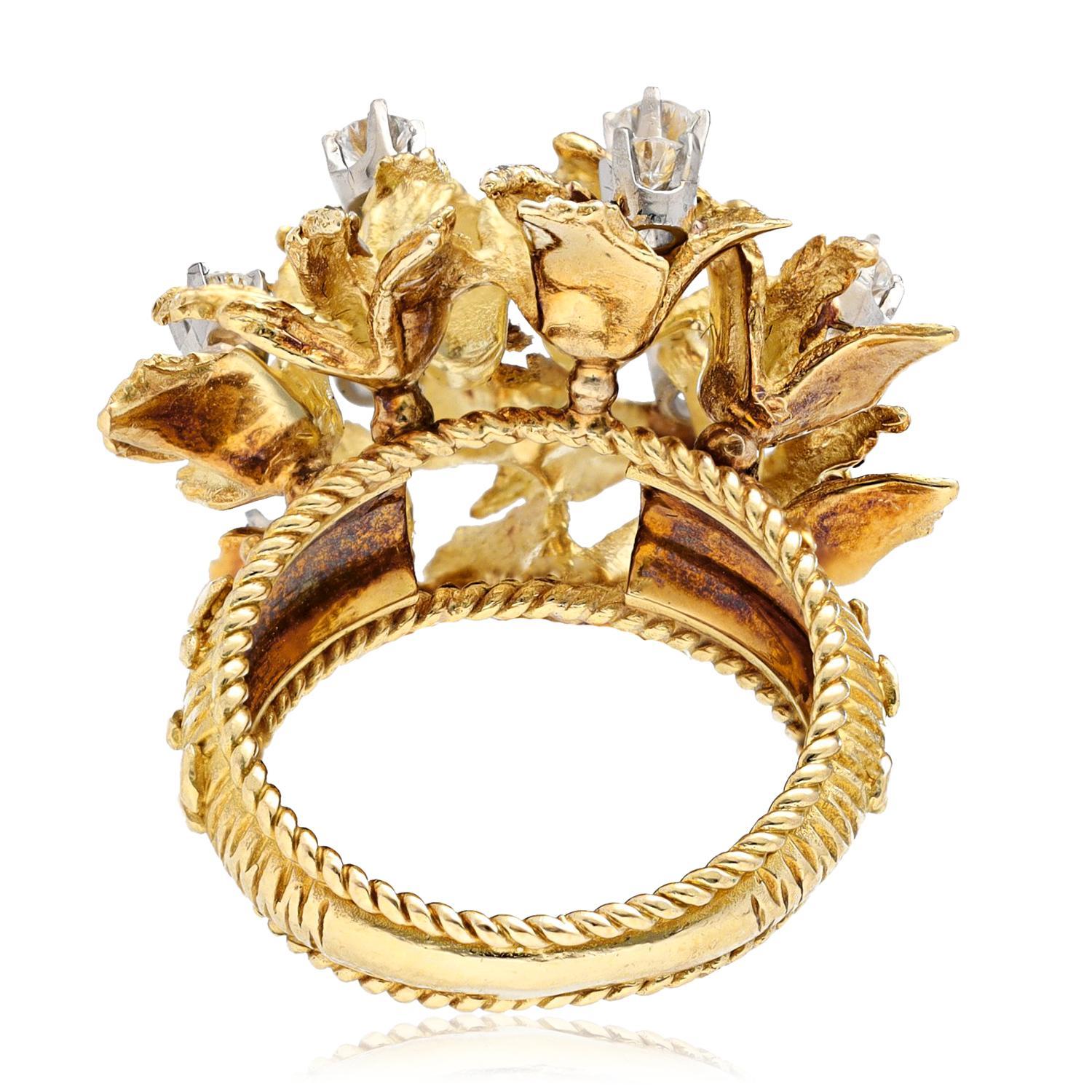 Floral Gold and Diamond Ring im Zustand „Hervorragend“ im Angebot in New York, NY