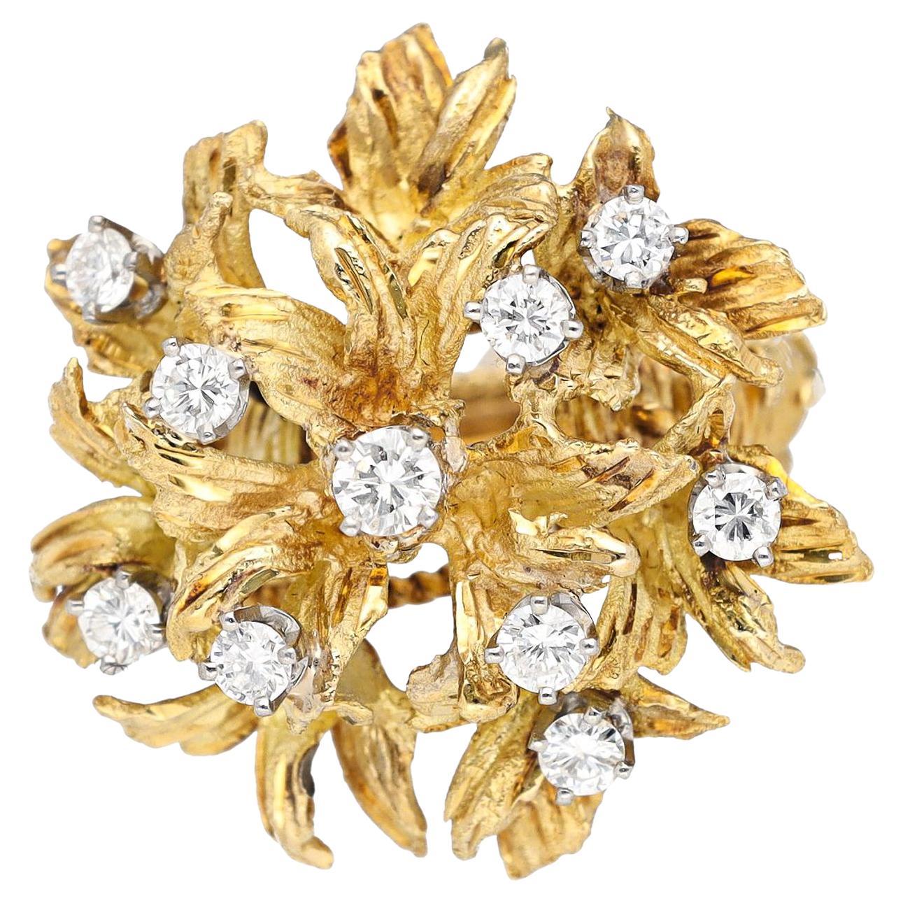 Floral Gold and Diamond Ring
