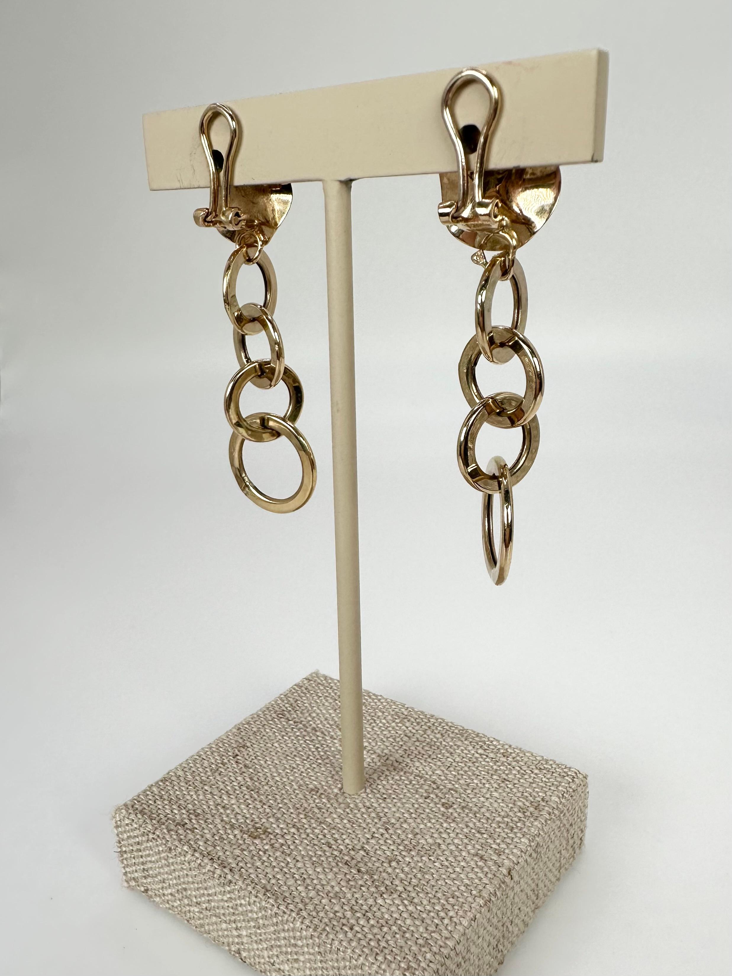 Floral Gold Earrings Long Dangling Earrings 14 Karat In New Condition For Sale In Jupiter, FL
