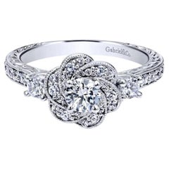   Bague de fiançailles halo floral en diamant