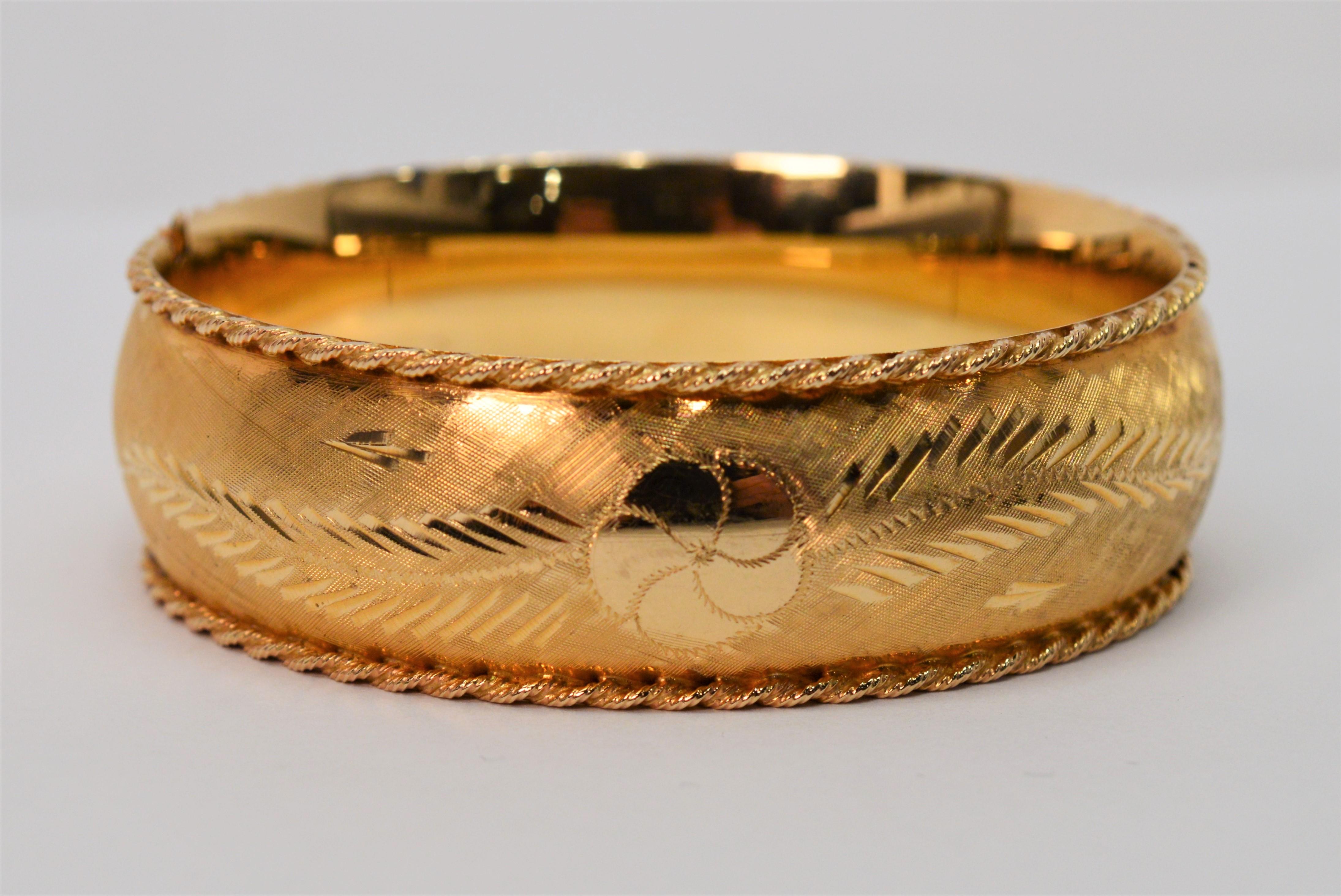 gold engraved bangle bracelet