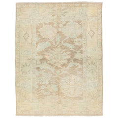 Floral Handmade Modern Sultanabad Wool Rug In Light Brown