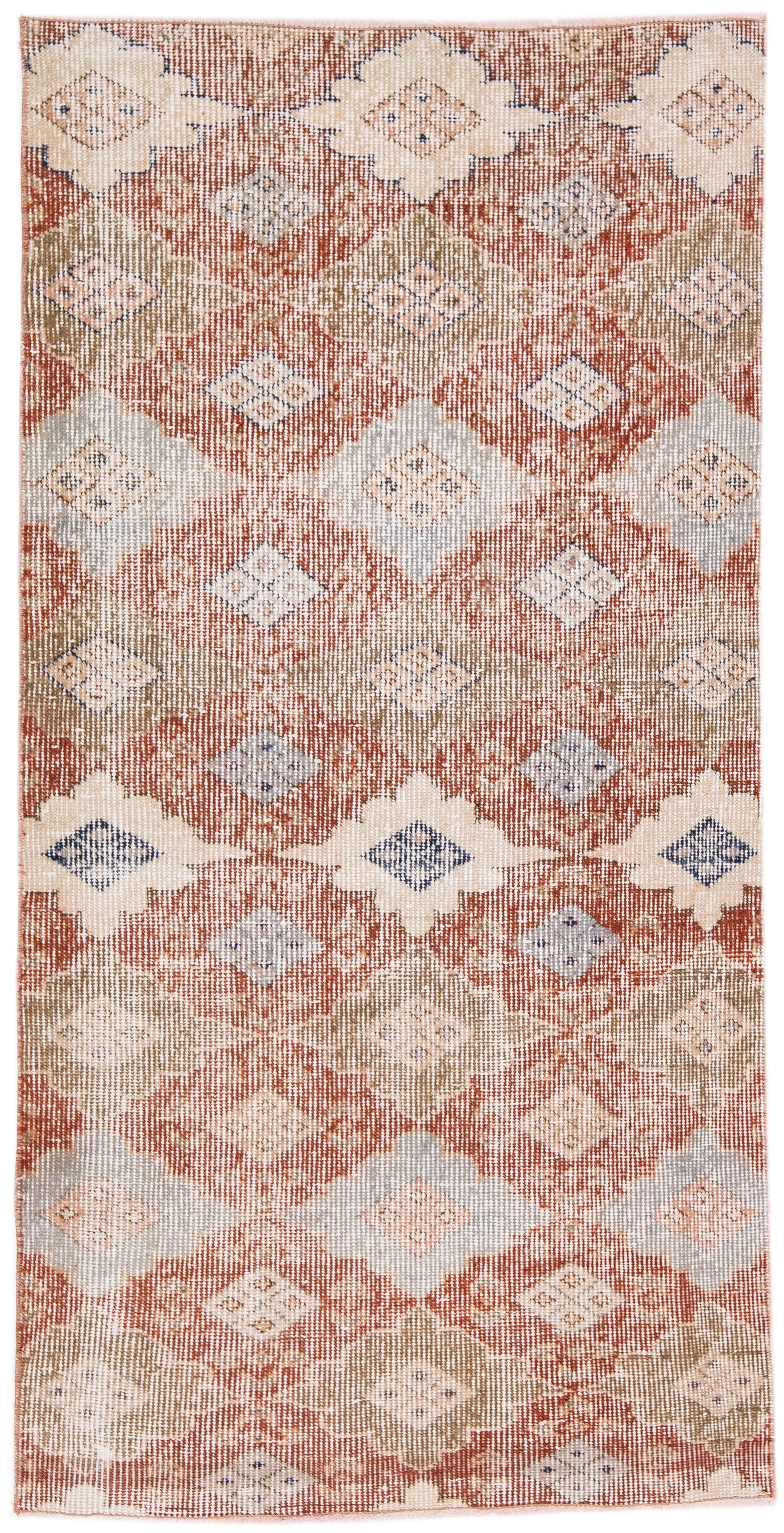 Tappeto di lana turco vintage a dispersione Floral Hanmdade in ruggine