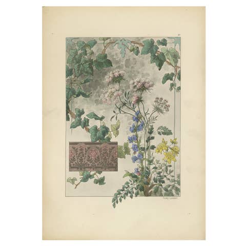 Floral Harmony in Art Nouveau: A Botanical Composition by Henry Lambert, 1896