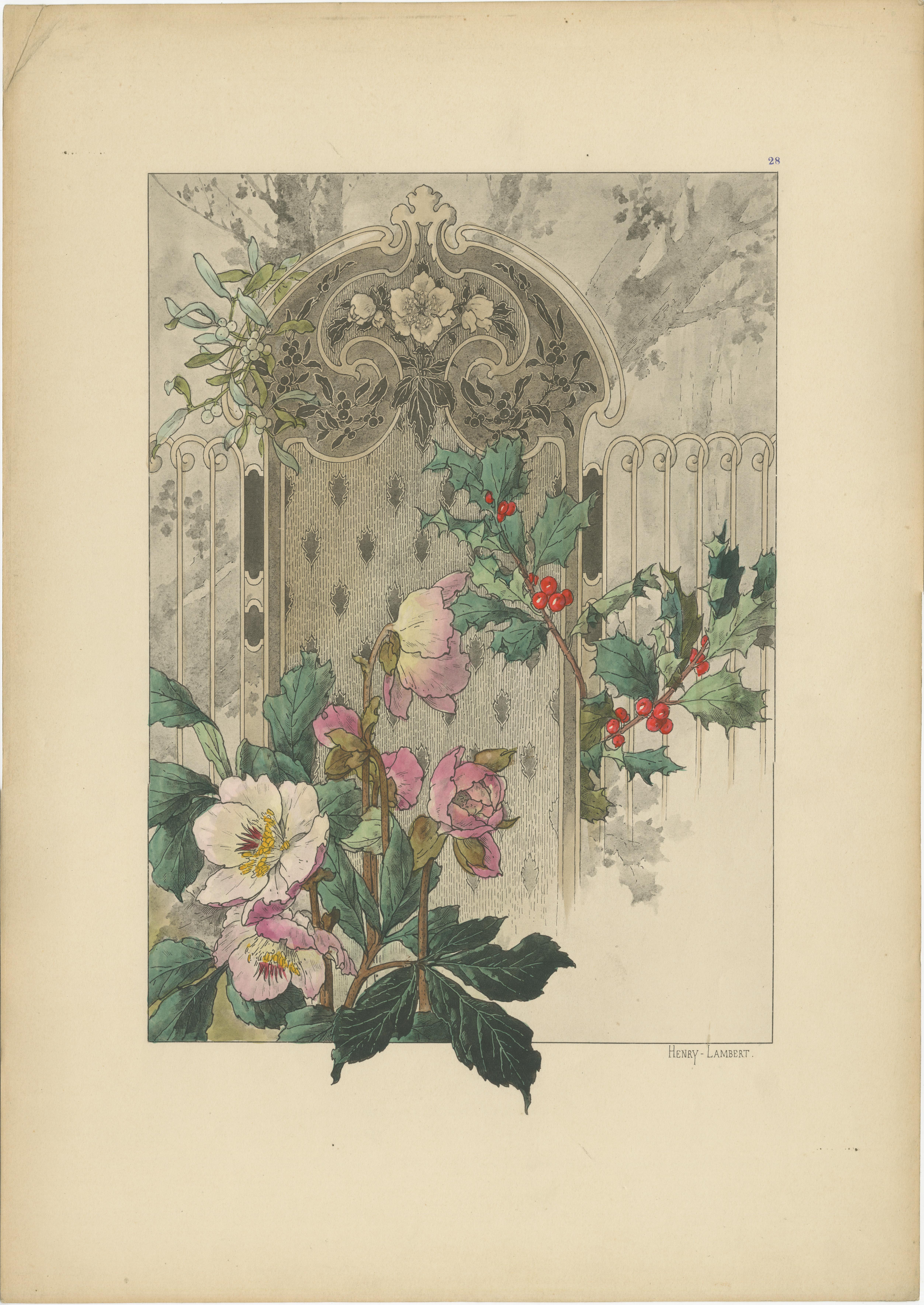 Late 19th Century Floral Harmony in Decorative Design: The Art Nouveau Aesthetic of Lambert, 1896 For Sale