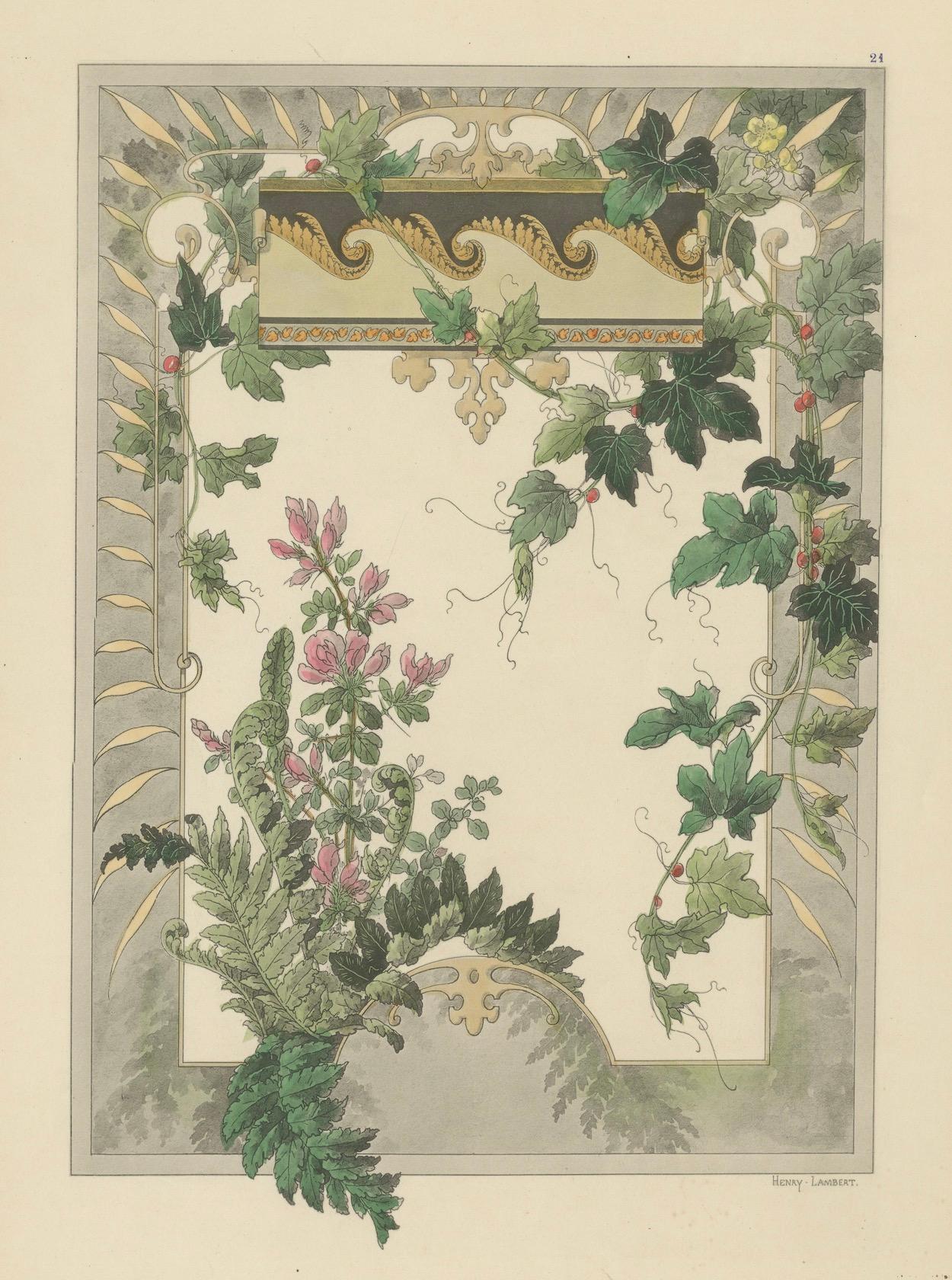 Floral Harmony in Decorative Design: The Art Nouveau Aesthetic of Lambert, 1896 For Sale 1