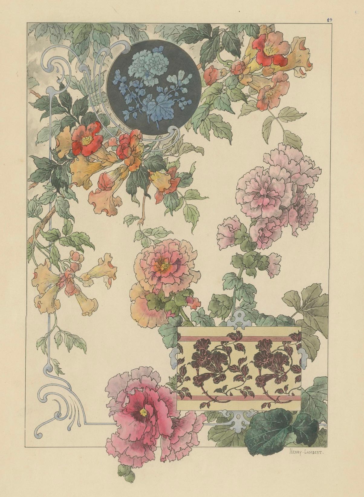 Floral Harmony in Decorative Design: The Art Nouveau Aesthetic of Lambert, 1896 For Sale 2