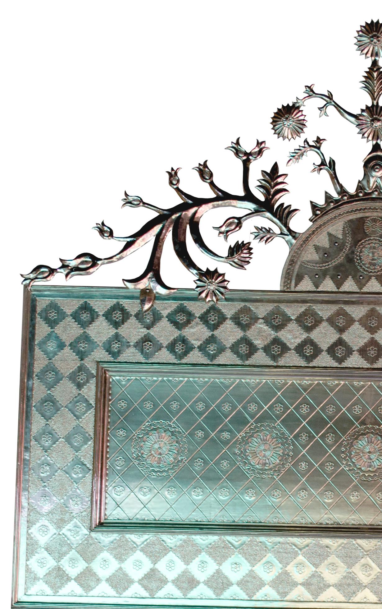 Other Floral Head Board in White Bronze Handcrafted in India by Stephanie Odegard For Sale