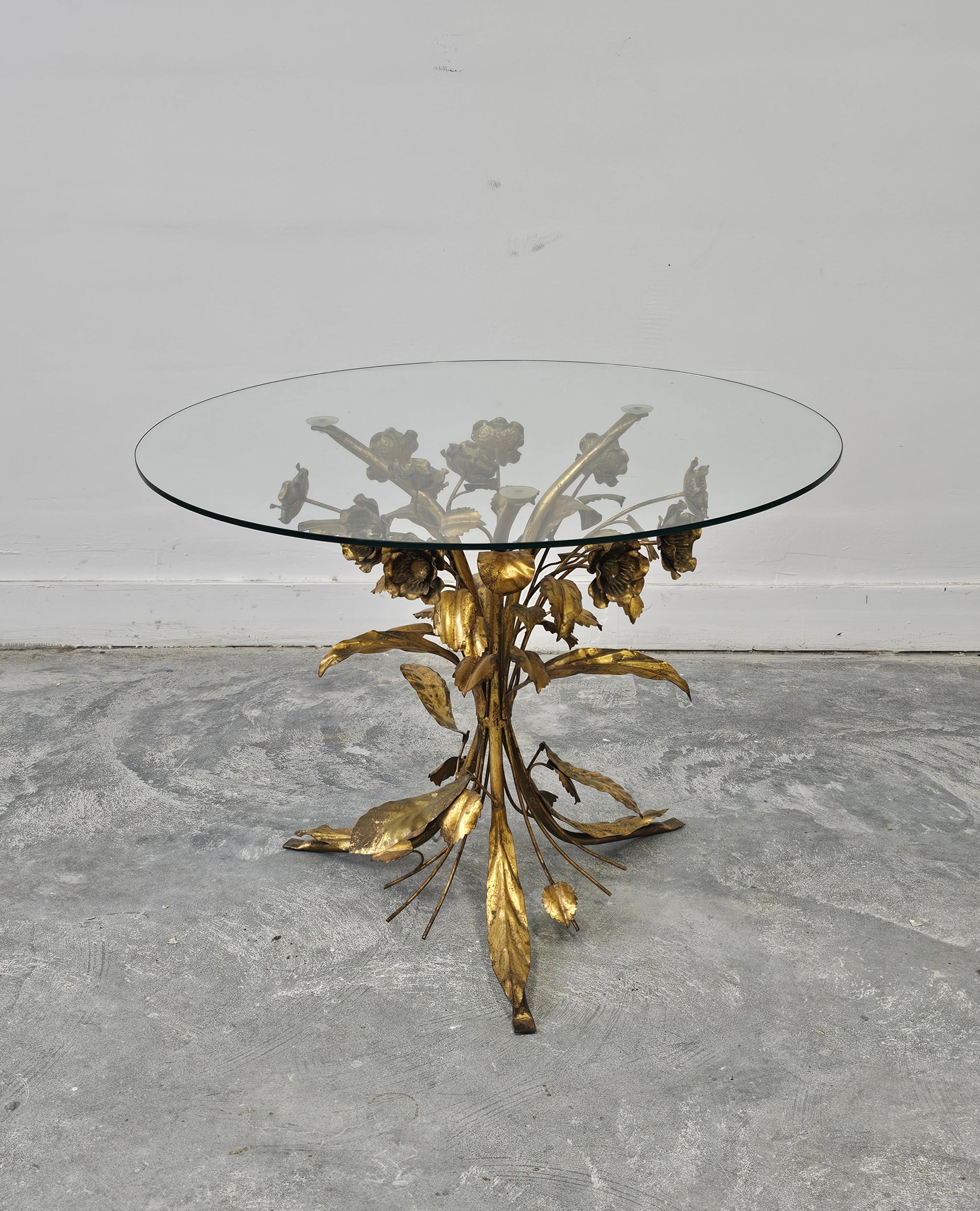 Floral Hollywood Regency Side Table by Hans Kögl done in gilt metal 2