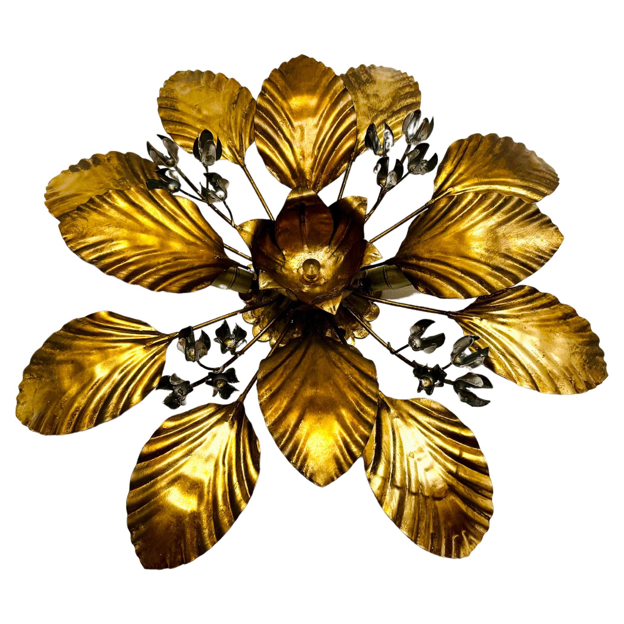 Florale Hollywood Regency Wand- oder Deckenleuchte von Hans Kögl