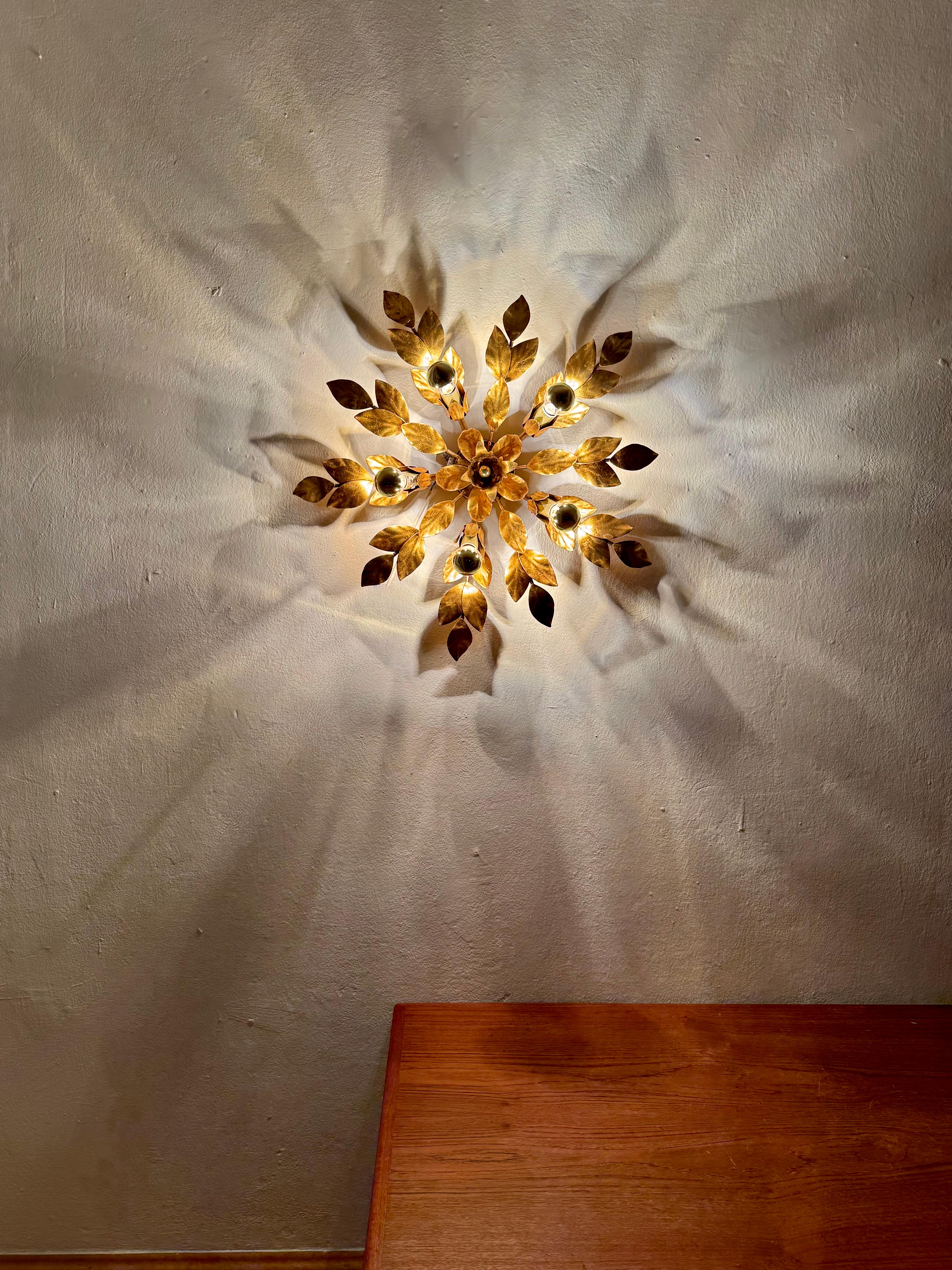 Floral Hollywood Regency Wall or Ceiling Lamp For Sale 3