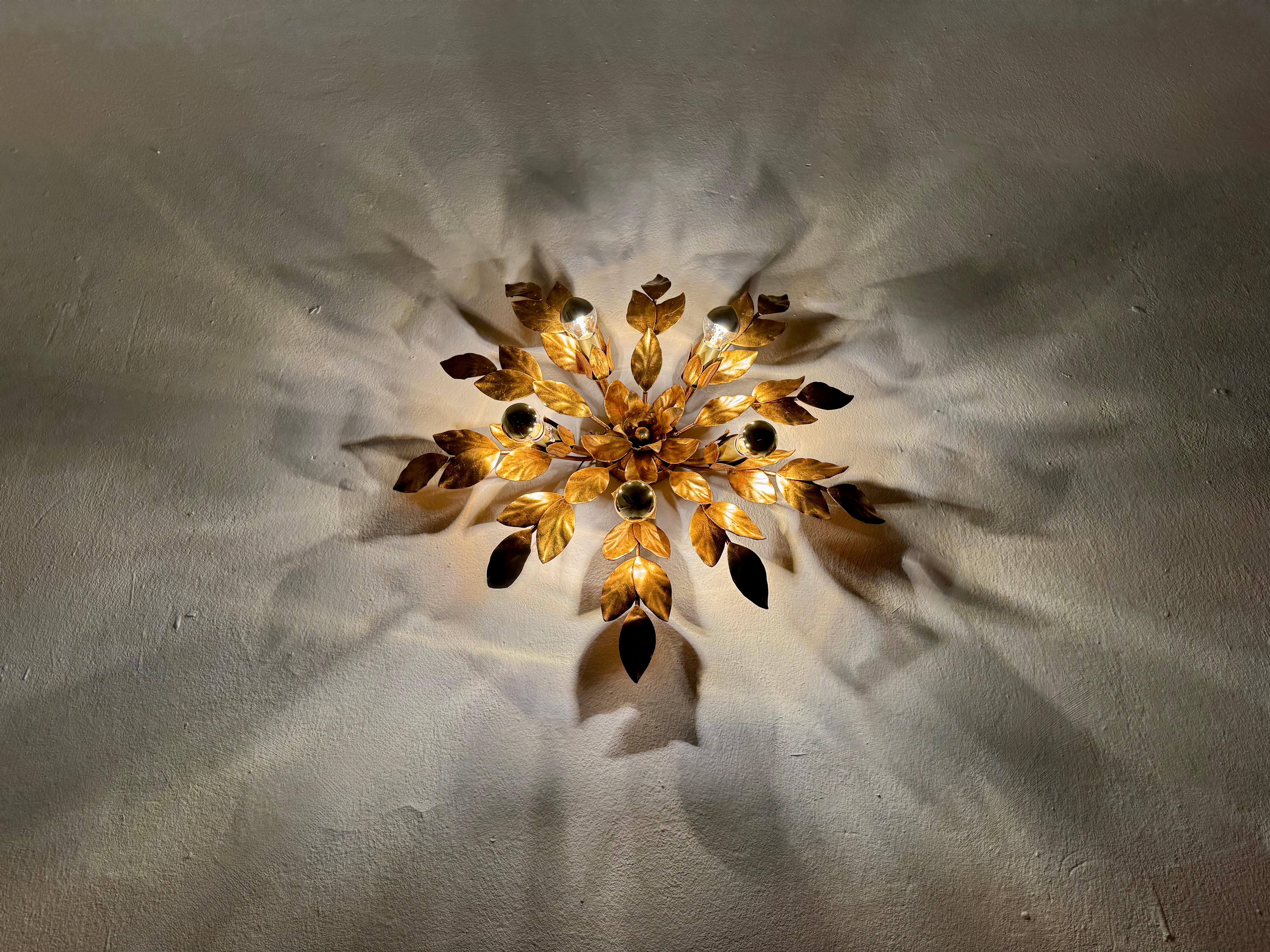 Floral Hollywood Regency Wall or Ceiling Lamp For Sale 4