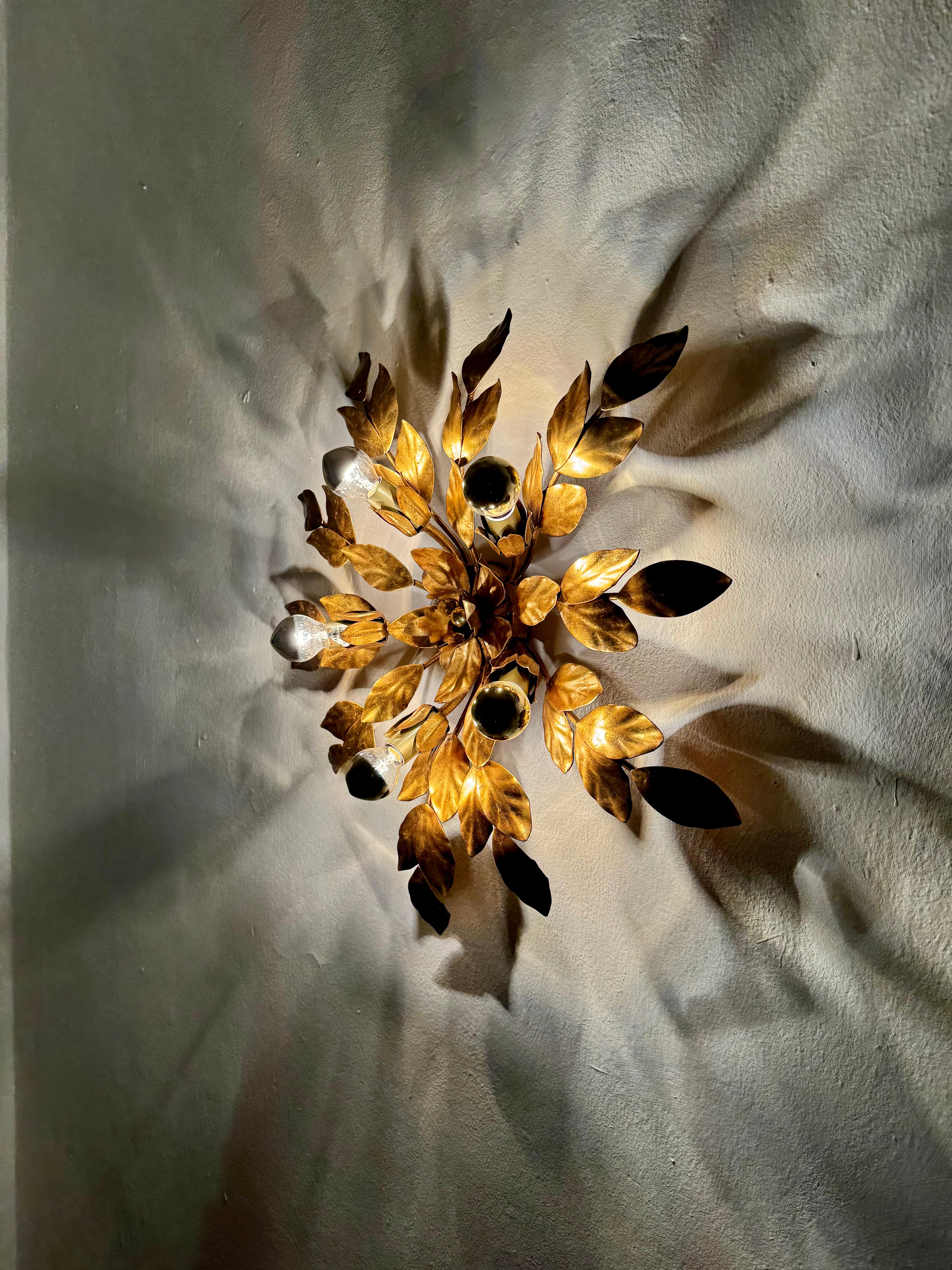 Floral Hollywood Regency Wall or Ceiling Lamp For Sale 5