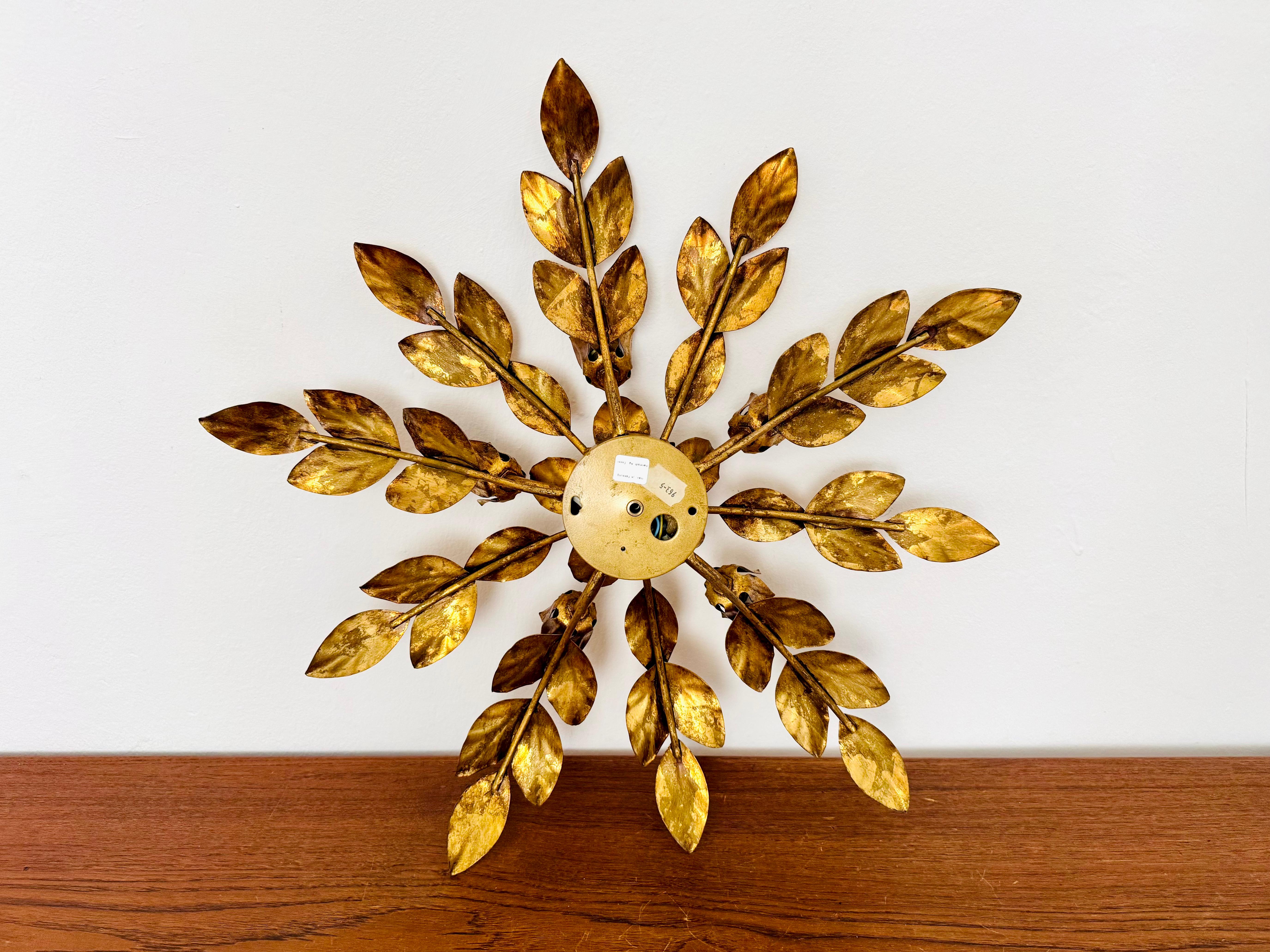 Floral Hollywood Regency Wall or Ceiling Lamp For Sale 6