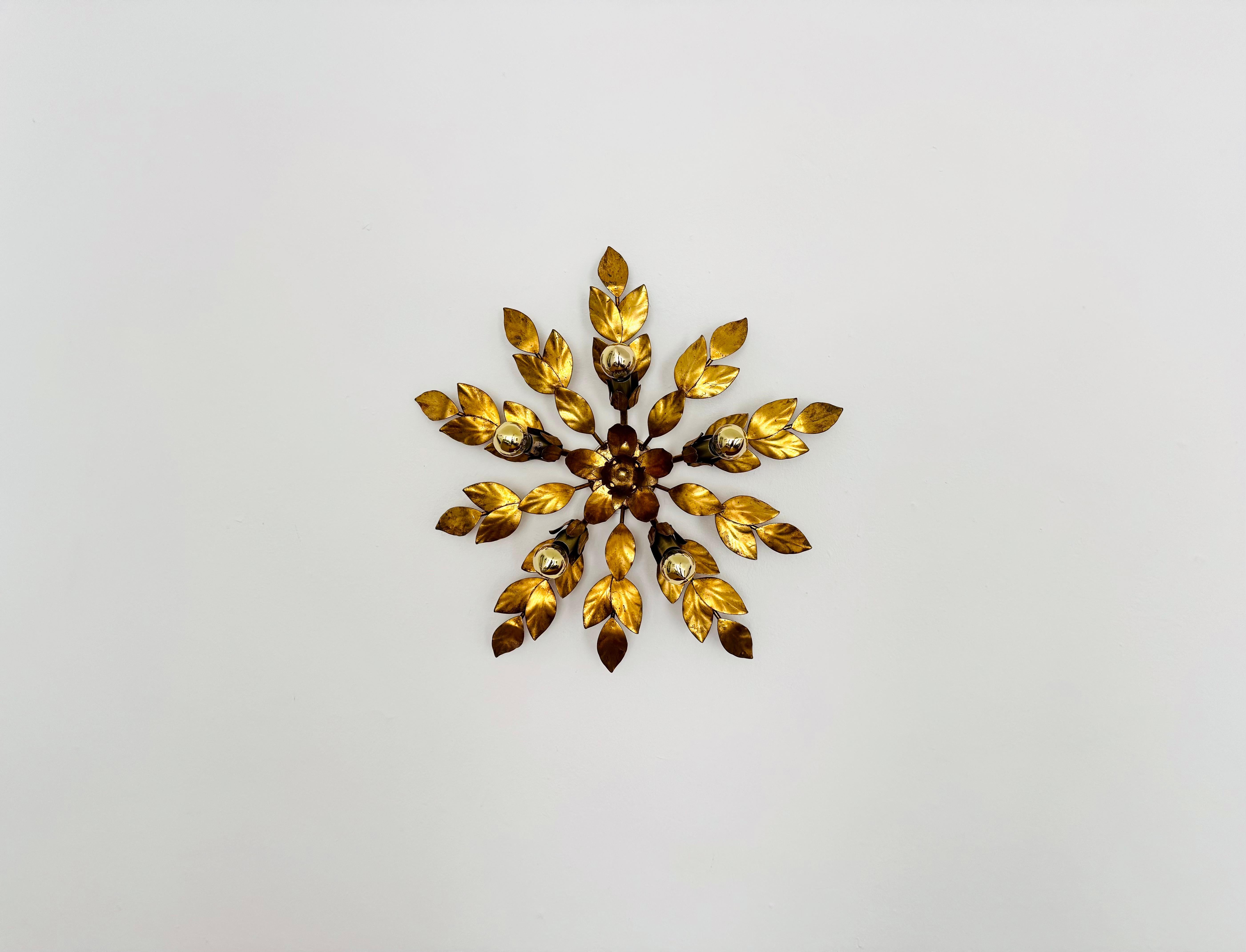 Mid-Century Modern Floral Hollywood Regency Wall or Ceiling Lamp For Sale