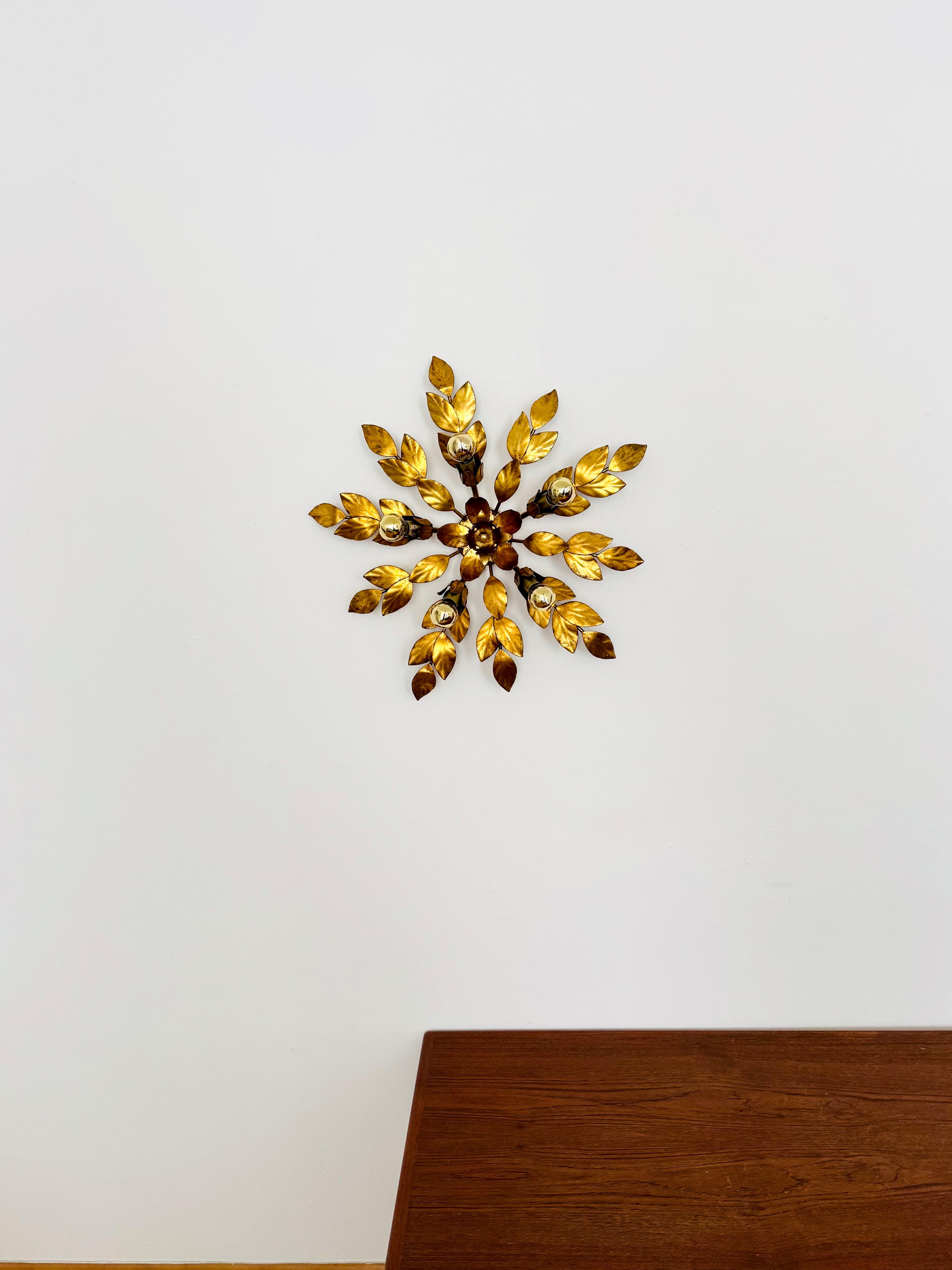 Late 20th Century Floral Hollywood Regency Wall or Ceiling Lamp For Sale