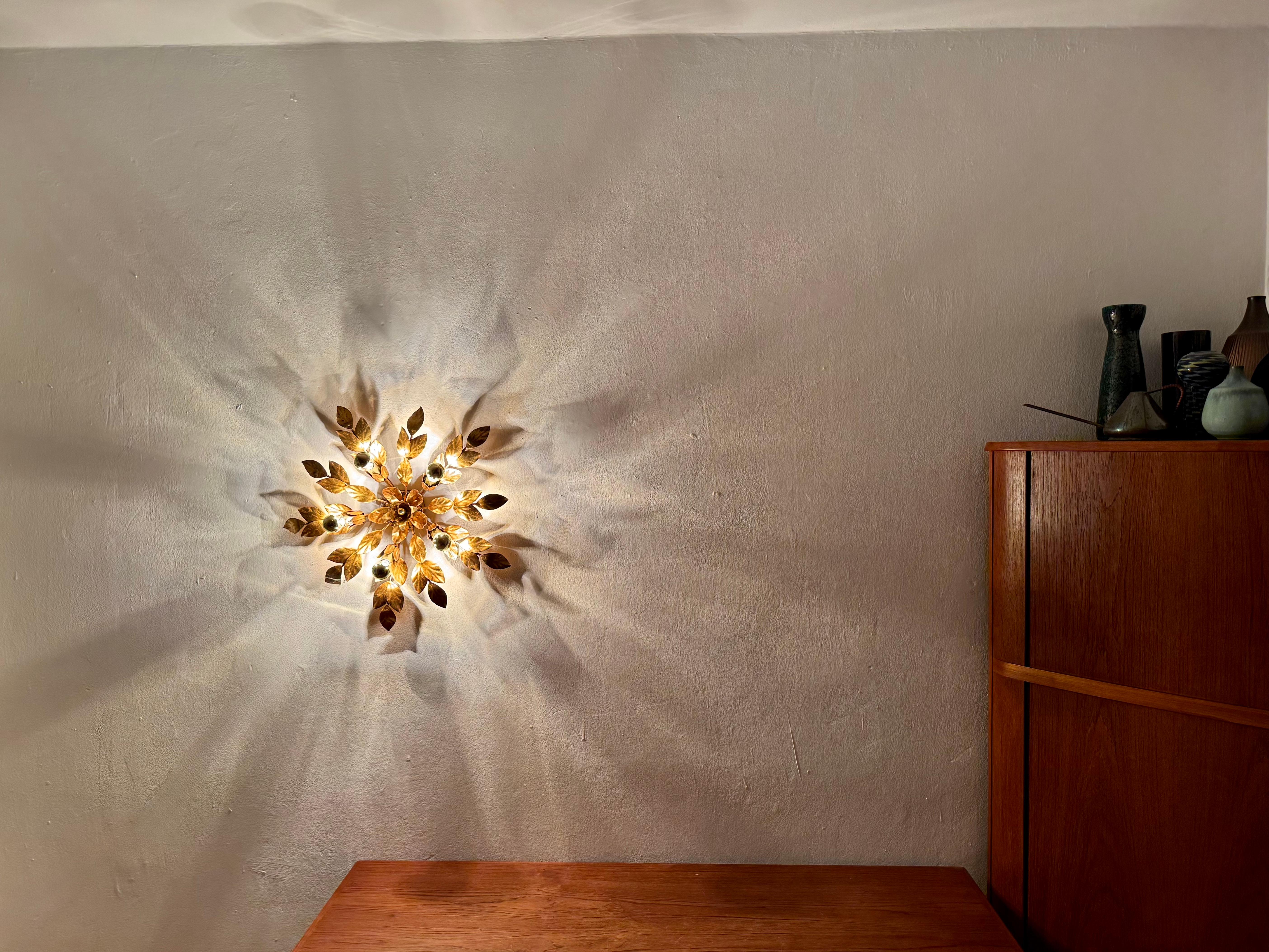 Floral Hollywood Regency Wall or Ceiling Lamp For Sale 2