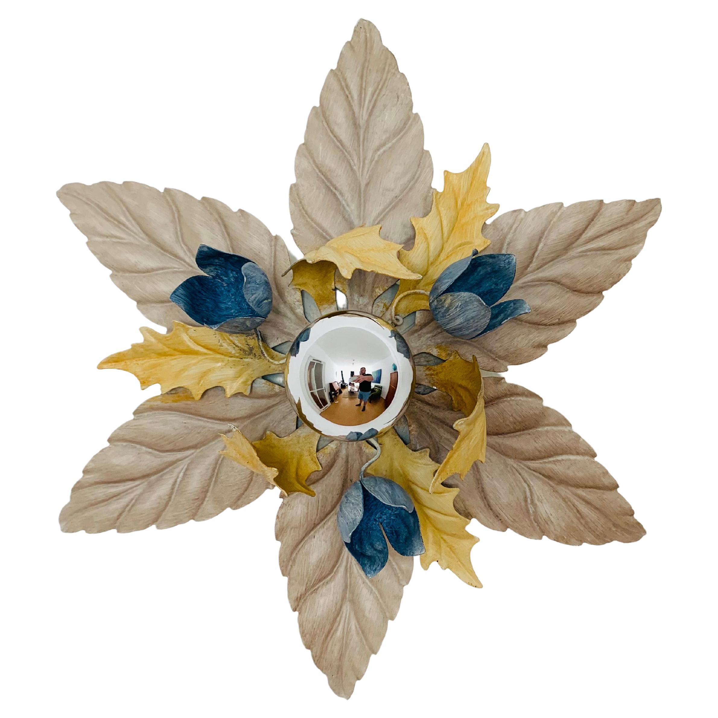Floral Hollywood Regency Wall or Ceiling Lamp For Sale