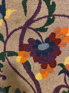 Floral Hook Rug in Shades of Purple and Orange