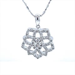 Floral Inspired 14 Karat White Gold Diamond Pendant Necklace