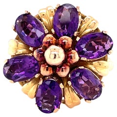 Floral Inspired Amethyst Yellow Gold Cocktail Ring