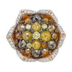 Floral-Inspired Fancy Mixed Color Diamond Ring in 18K Rose Gold
