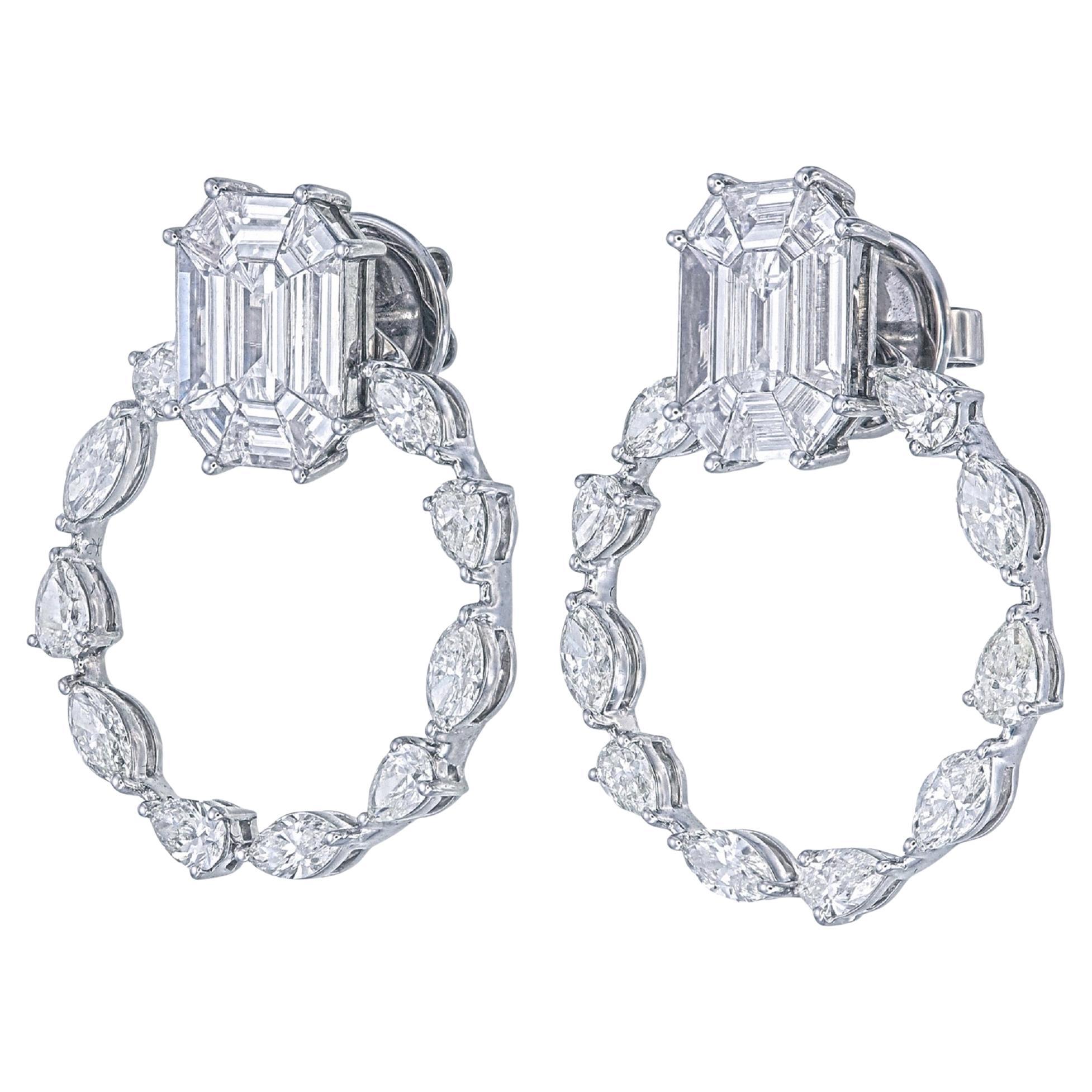 Orecchini floreali con diamanti incastonati in oro 18KT - Alta gioielleria Eleg Desi in vendita