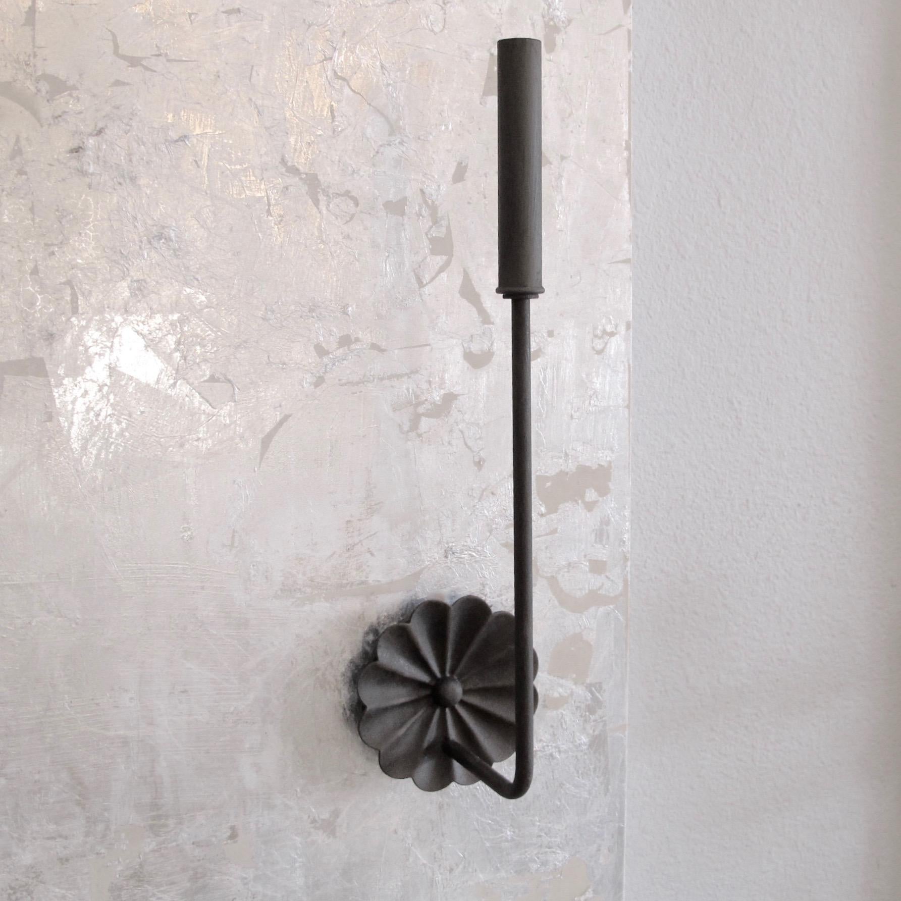 Contemporary  Floral Iron Wall Sconce For Sale