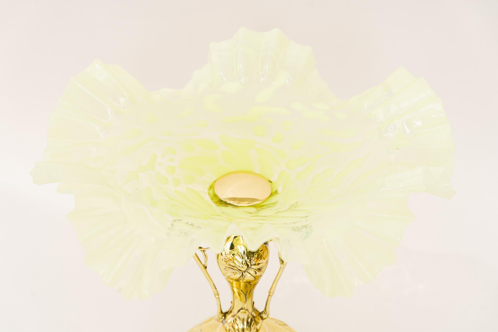 Jugendstil Floral jugendstil centerpiece with original opaline glass shade vienna 1908 For Sale