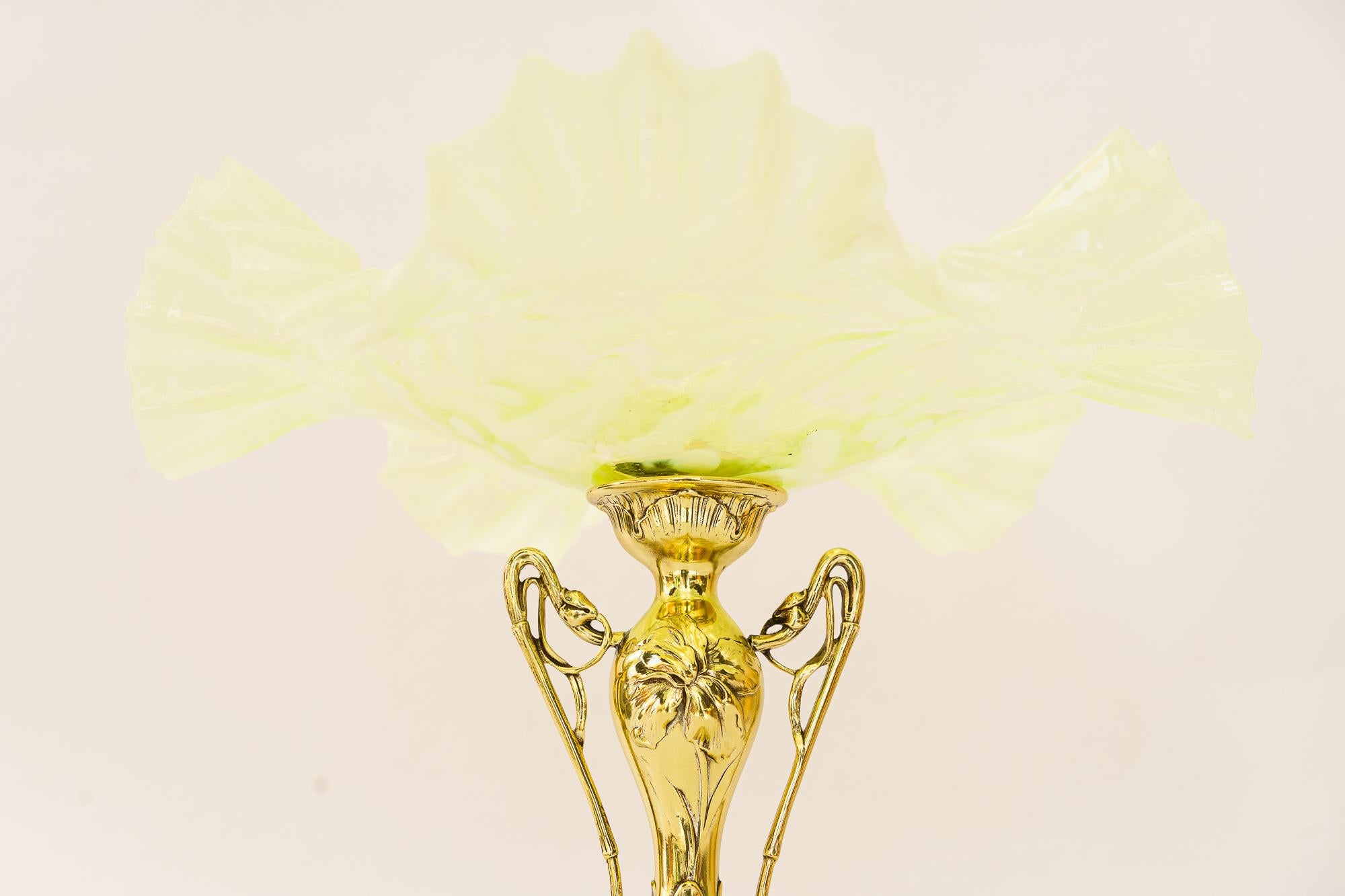 Early 20th Century Floral jugendstil centerpiece with original opaline glass shade vienna 1908 For Sale
