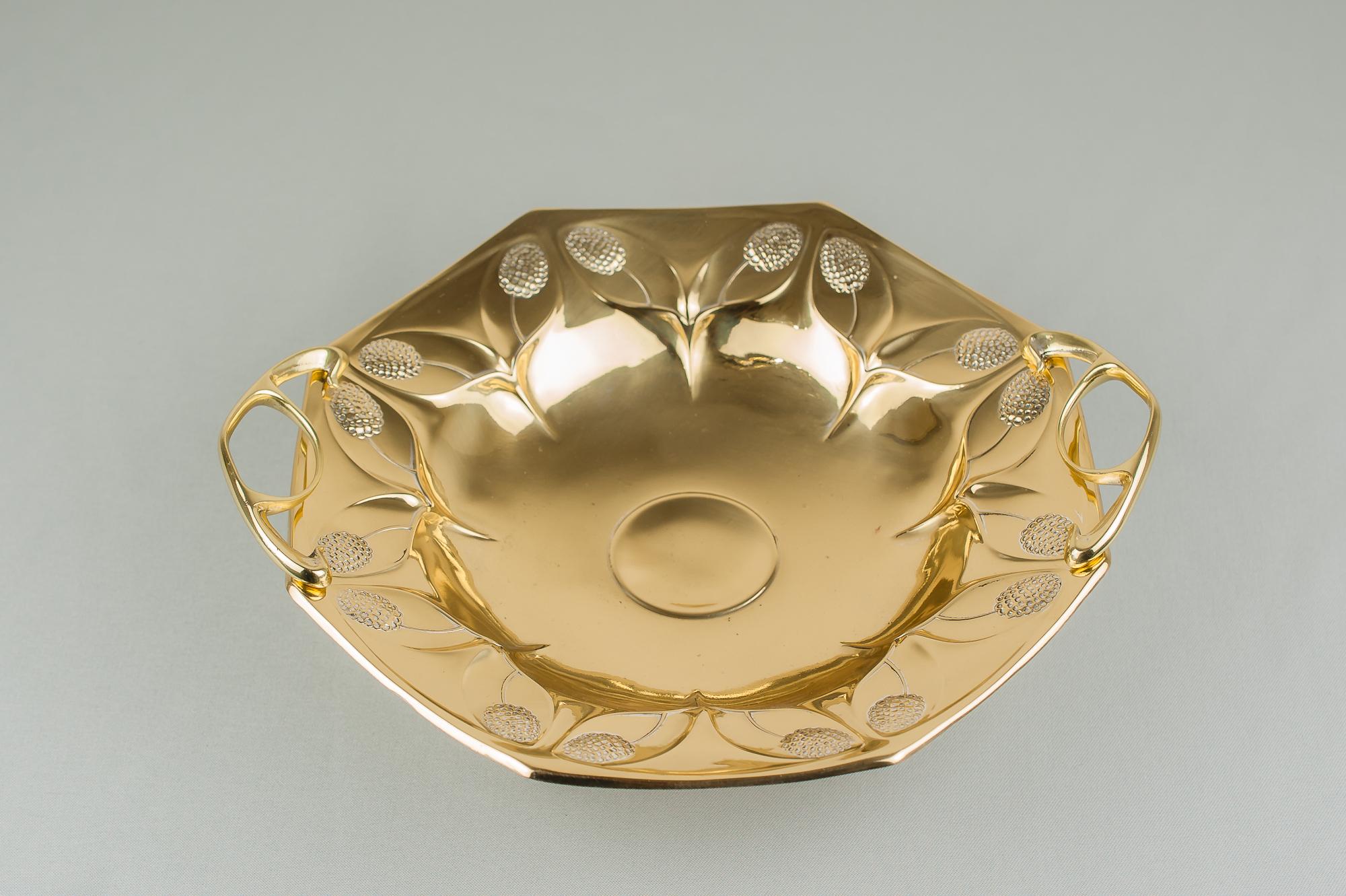 Floral jugendstil fruit bowl, circa 1908
Polished and stove enameled.