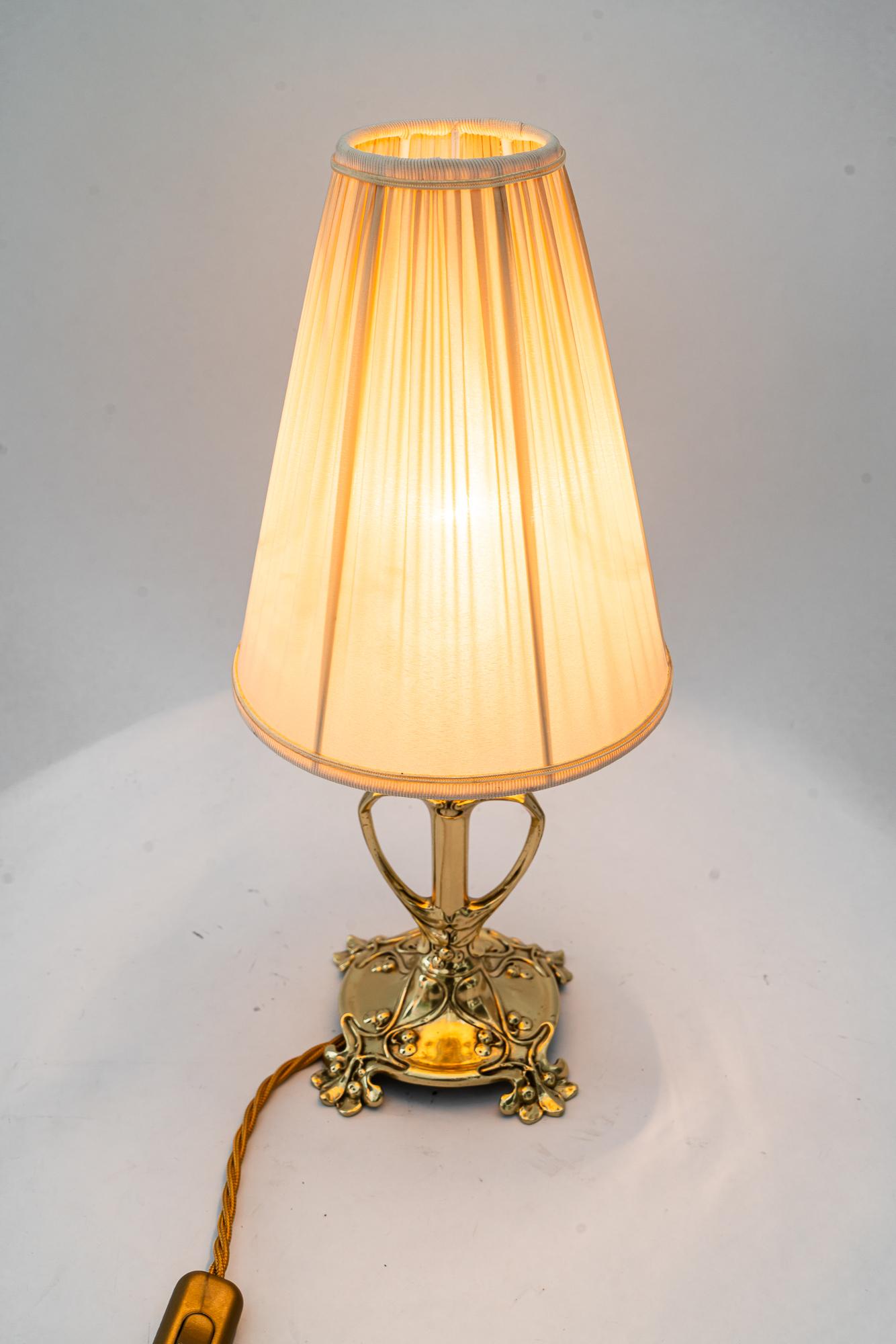 Floral Jugendstil table lamp with fabric shade vienna around 1908 en venta 3