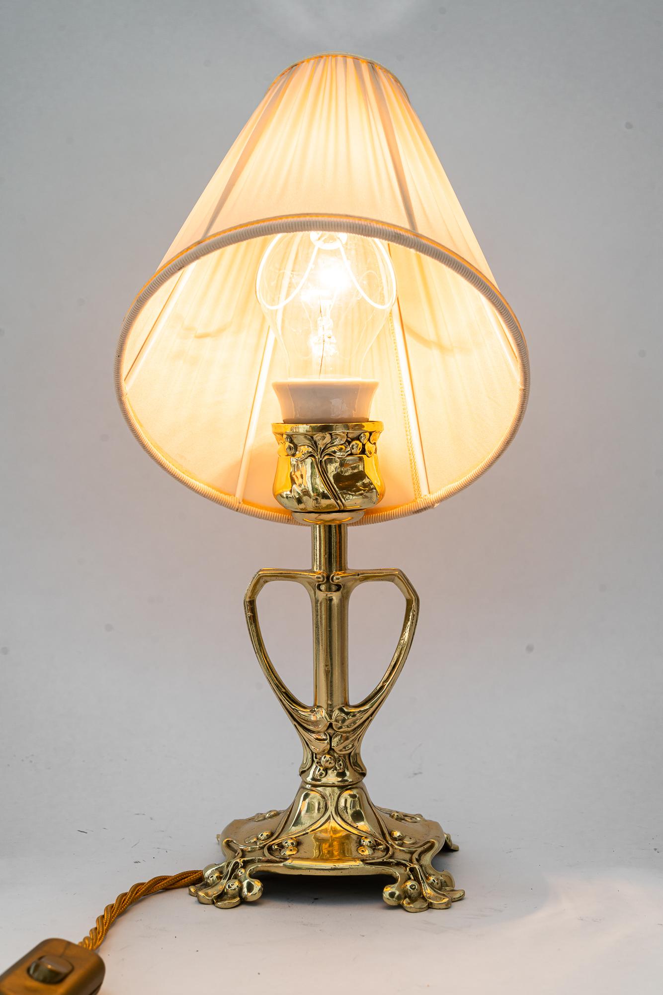 Floral Jugendstil table lamp with fabric shade vienna around 1908 en venta 4