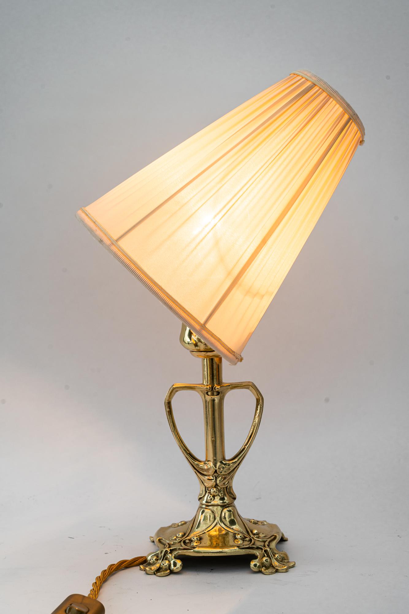 Floral Jugendstil table lamp with fabric shade vienna around 1908 en venta 5