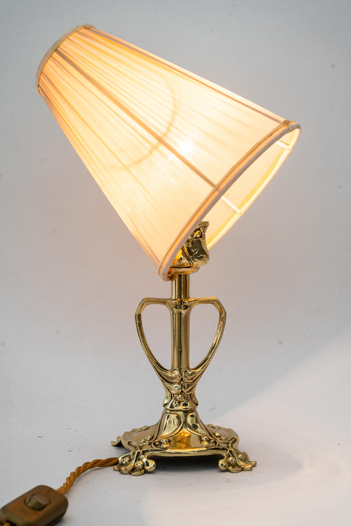 Floral Jugendstil table lamp with fabric shade vienna around 1908 en venta 6