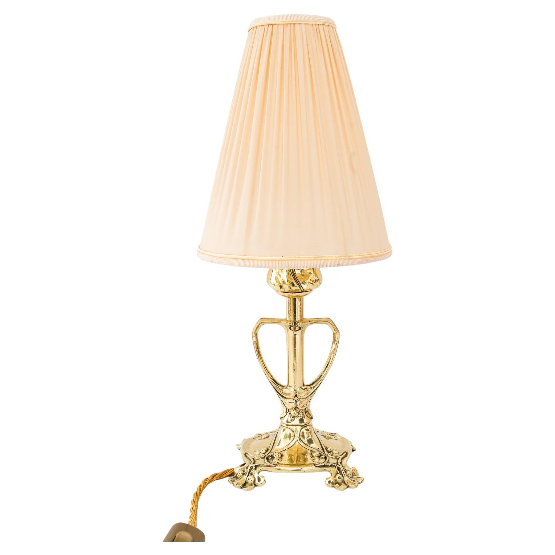 Floral Jugendstil table lamp with fabric shade vienna around 1908