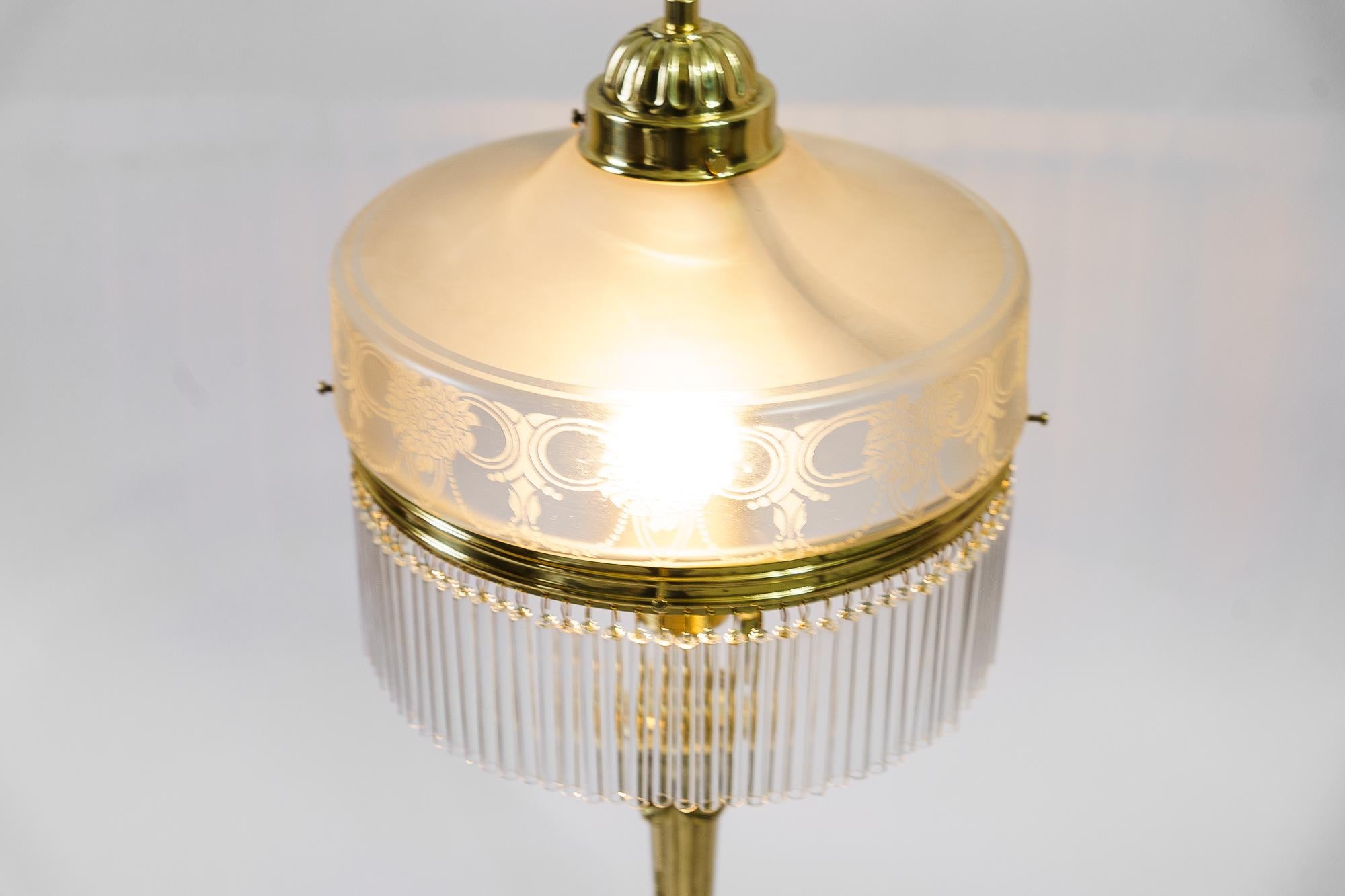 Floral Jugendstil Table Lamp with Glass Shade Vienna Around 1908 For Sale 2