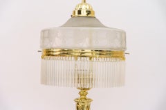 Floral Jugendstil Table Lamp with Glass Shade Vienna Around 1908
