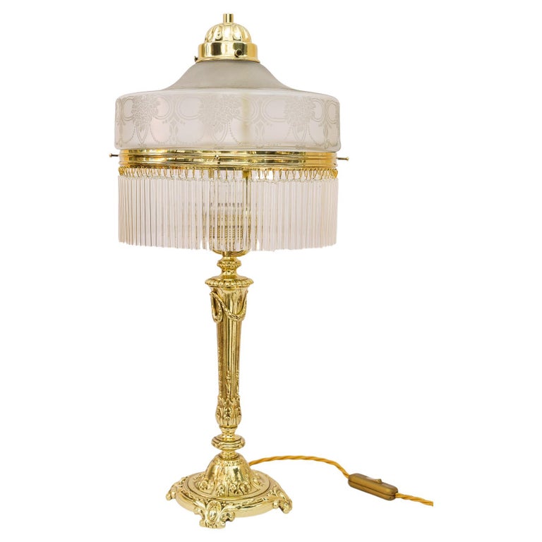 Floral Jugendstil Table Lamp with Glass Shade Vienna Around 1908 For Sale  at 1stDibs