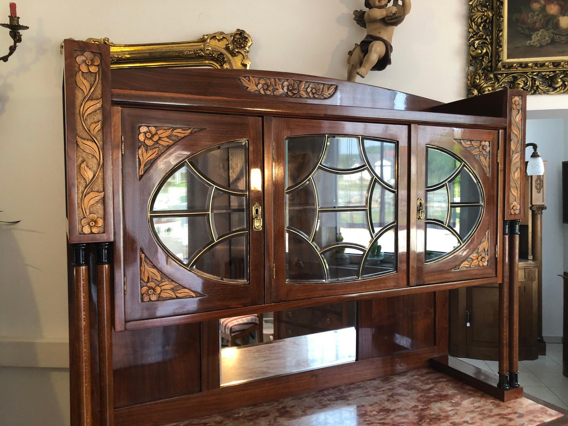 Austrian Floral Jugendstil Vienna Secession Buffet Cabinet from the 1920s For Sale