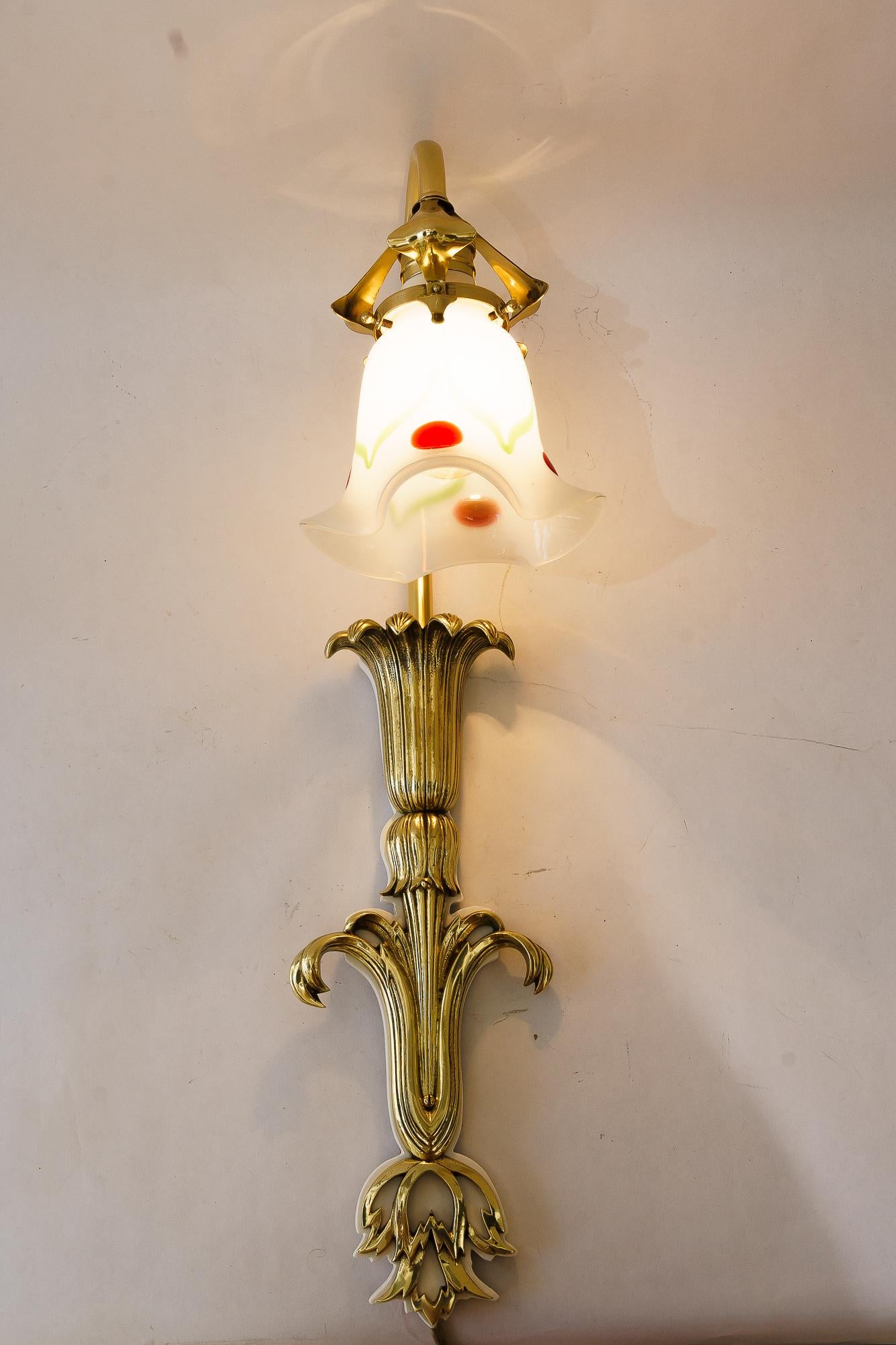 Aplique floral jugendstil  con pantalla original de cristal palme koenig redonda 1908 Austríaco en venta