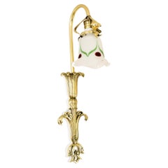 Floral jugendstil wall lamp  with original palme koenig glass shade round 1908